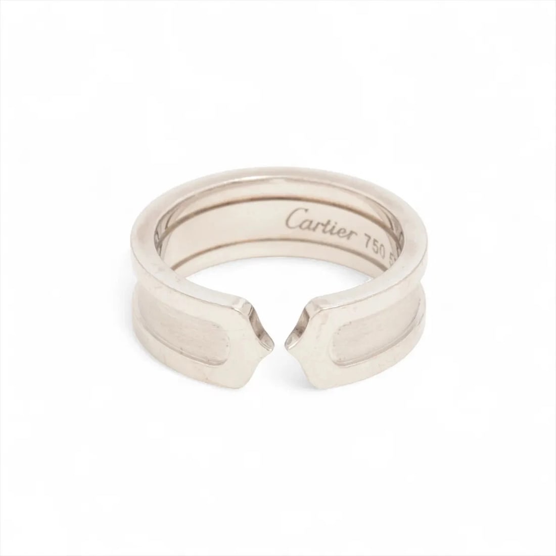 CARTIER RING 750(WG): Cartier Ring 750(WG) Brand: Cartier Type: Ring Material: 750(WG) Color: White Gold Size: 6 US Accessories: None Accessories Notice: When purchasing pre-owned goods, please refer to the photos