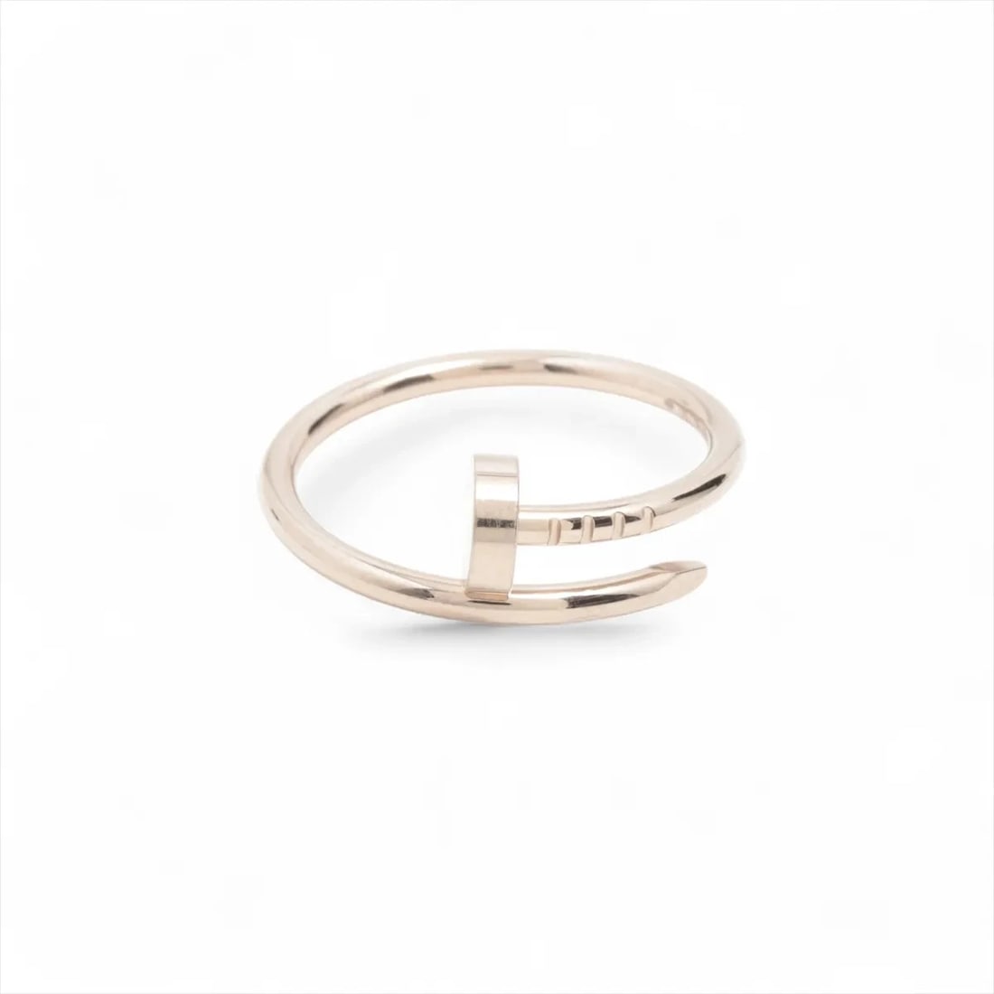 CARTIER JUSTE UN CLOU SM RING 750(WG): Cartier Juste un Clou SM Ring 750(WG) Brand: Cartier Type: Ring Material: 750(WG) Color: White Gold Size: 6.75 - 7 US Accessories: None Accessories Notice: When purchasing pre-owned goods,