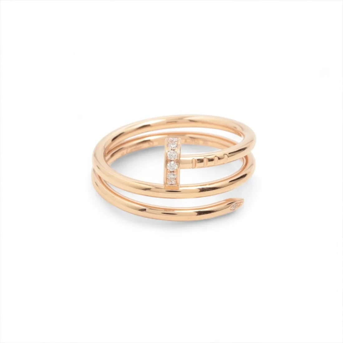 CARTIER JUSTE UN CLOU DIAMOND RING 750(PG): Cartier Juste un Clou diamond Ring 750(PG) Brand: Cartier Type: Ring Material: 750(PG) Color: Pink Gold Size: 4.5 US Accessories: None Accessories Notice: When purchasing pre-owned goods,