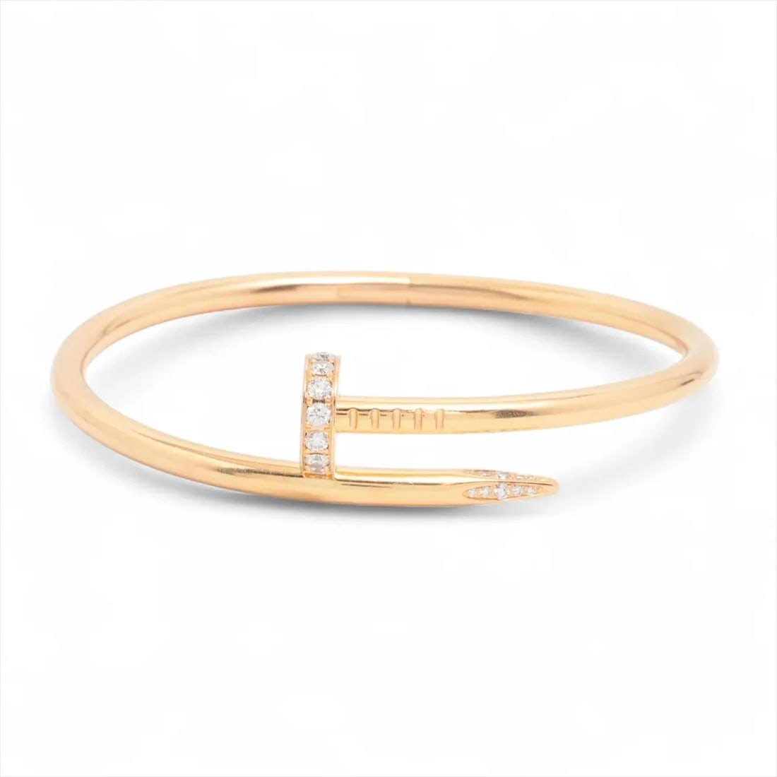 CARTIER JUSTE UN CLOU DIAMOND BRACELET 750(PG): Cartier Juste un Clou diamond Bracelet 750(PG) Brand: Cartier Type: Bracelet Material: 750(PG) Color: Pink Gold Size: Bracelet length:16.8 Accessories: None Accessories Notice: When