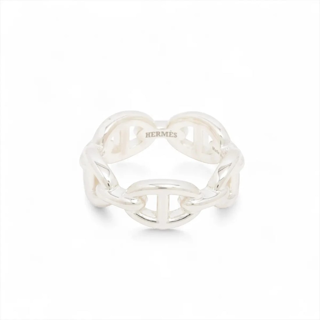 HERMÈS CHAÎNE D'ANCRE ENCHAINEE RING 925 SILVER: Hermès Chaîne d'Ancre Enchainee Ring 925 Silver Brand: Hermès Type: Ring Material: 925 Silver Color: Silver Size: 6 US Accessories: None Accessories Notice: When purchasing pre-owned
