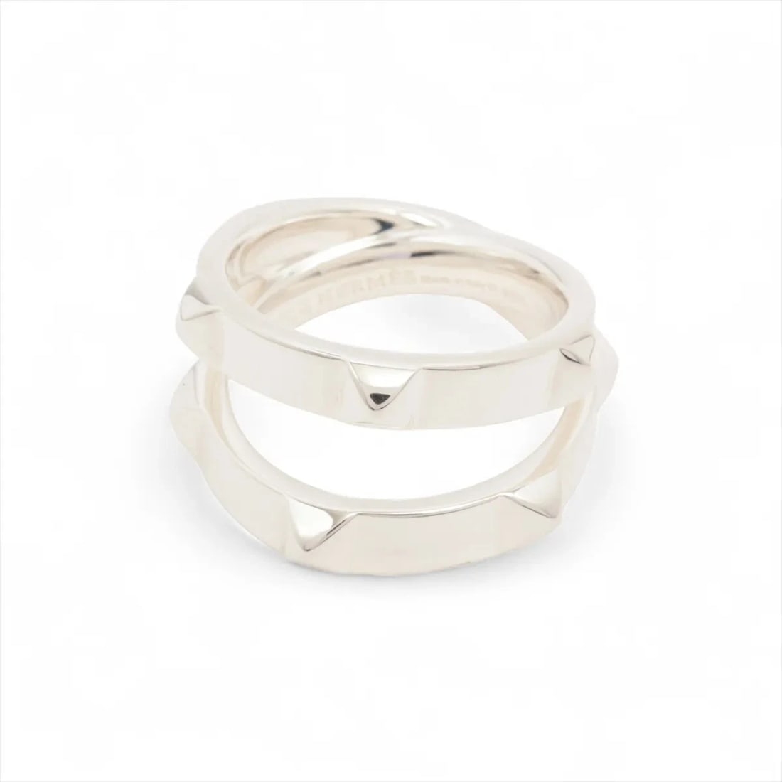HERMÈS CRUDU H DOUBLE RING 925 SILVER (1 of 2)