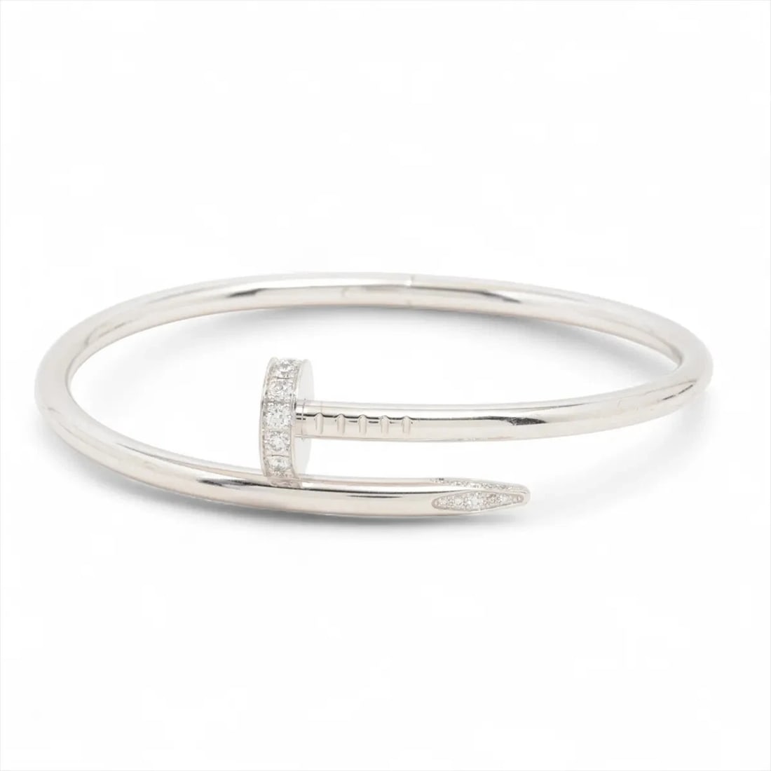 CARTIER JUSTE UN CLOU DIAMOND BRACELET 750(WG): Cartier Juste un Clou diamond Bracelet 750(WG) Brand: Cartier Type: Bracelet Material: 750(WG) Color: White Gold Size: Bracelet length:16.6 Accessories: None Accessories Notice: When
