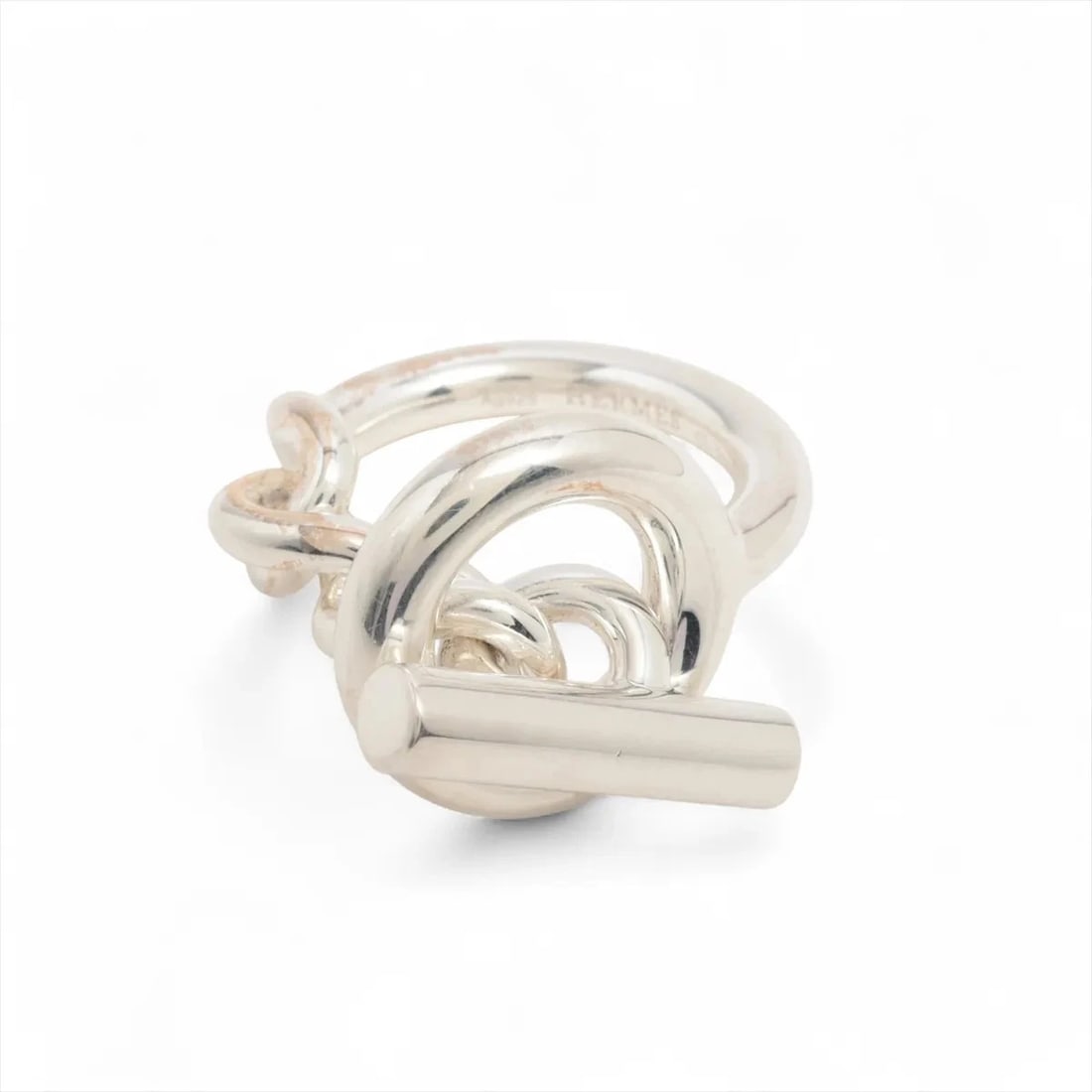 HERMÈS CROISET RING 925 SILVER: Hermès Croiset Ring 925 Silver Brand: Hermès Type: Ring Material: 925 Color: Silver Size: 5.5 - 5.75 US Accessories: None Accessories Notice: When purchasing pre-owned goods, please refer