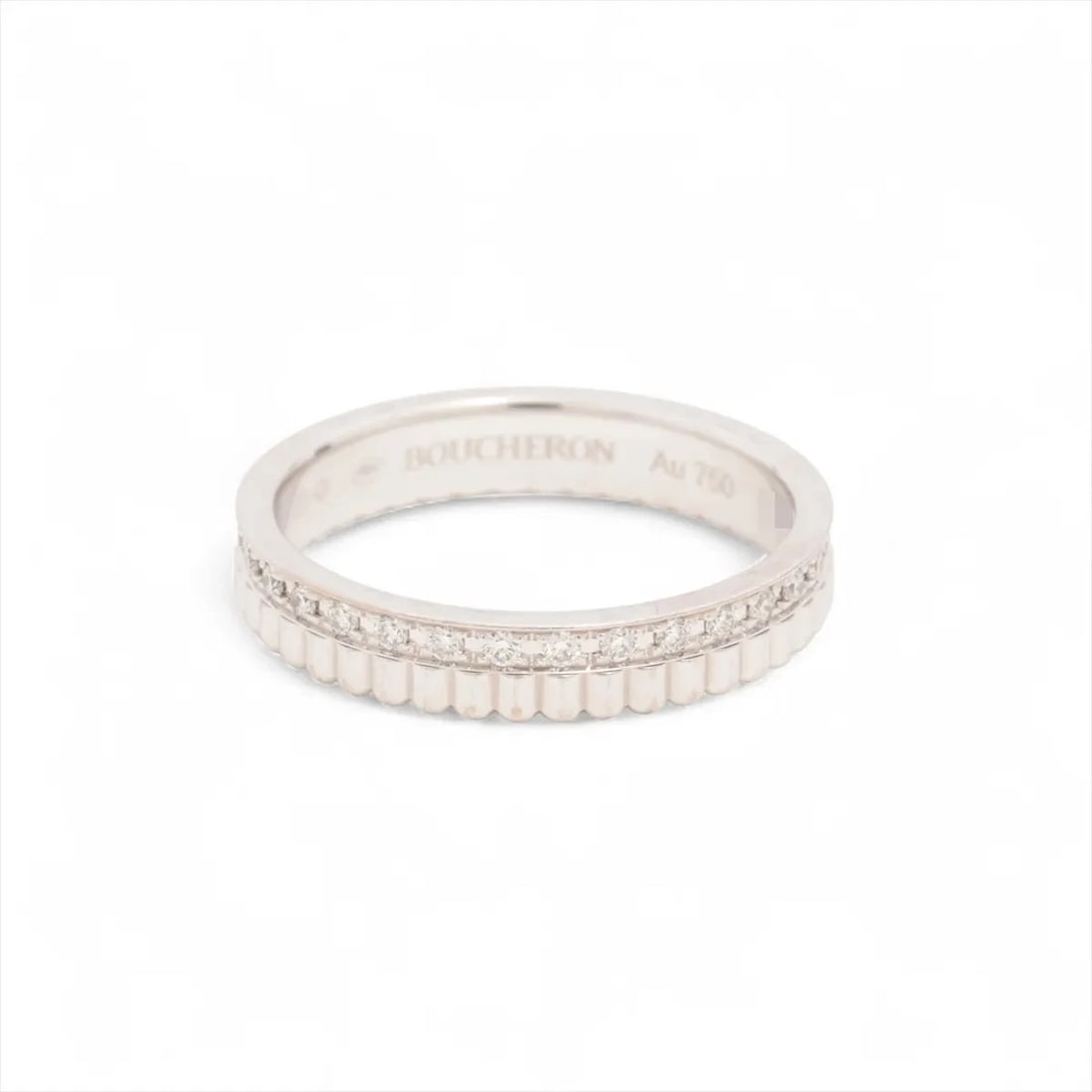 BOUCHERON QUATRE RADIANT MARRIAGES DIAMOND RING 750(WG): Boucheron Quatre Radiant Marriages diamond Ring 750(WG) Brand: Boucheron Type: Ring Material: 750(WG) Color: White Gold Size: 5 - 5.25 US Accessories: None Accessories Notice: When purchas