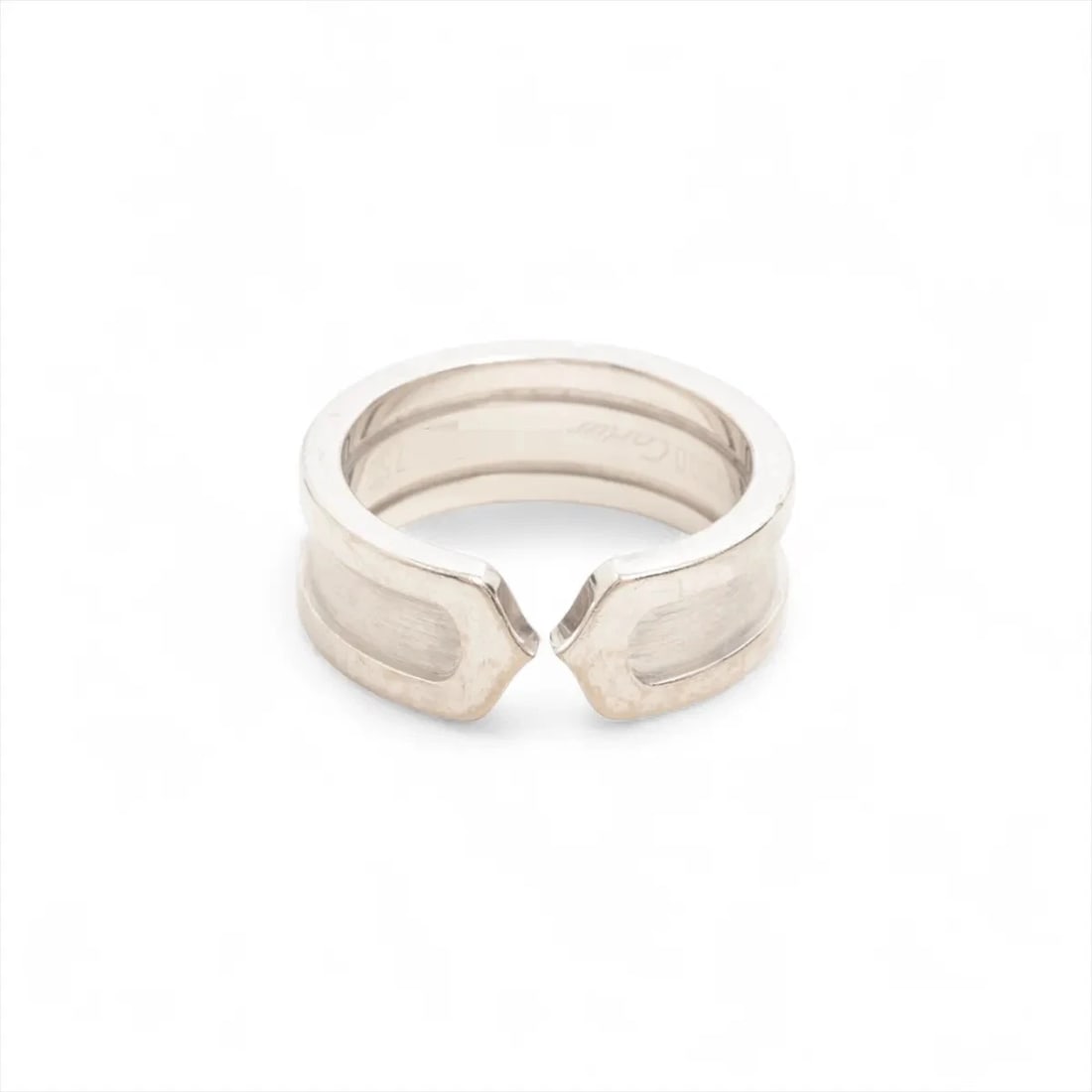 CARTIER C2 RING 750(WG): Cartier C2 Ring 750(WG) Brand: Cartier Type: Ring Material: 750(WG) Color: White Gold Size: 4.25 US Accessories: None Accessories Notice: When purchasing pre-owned goods, please refer to t