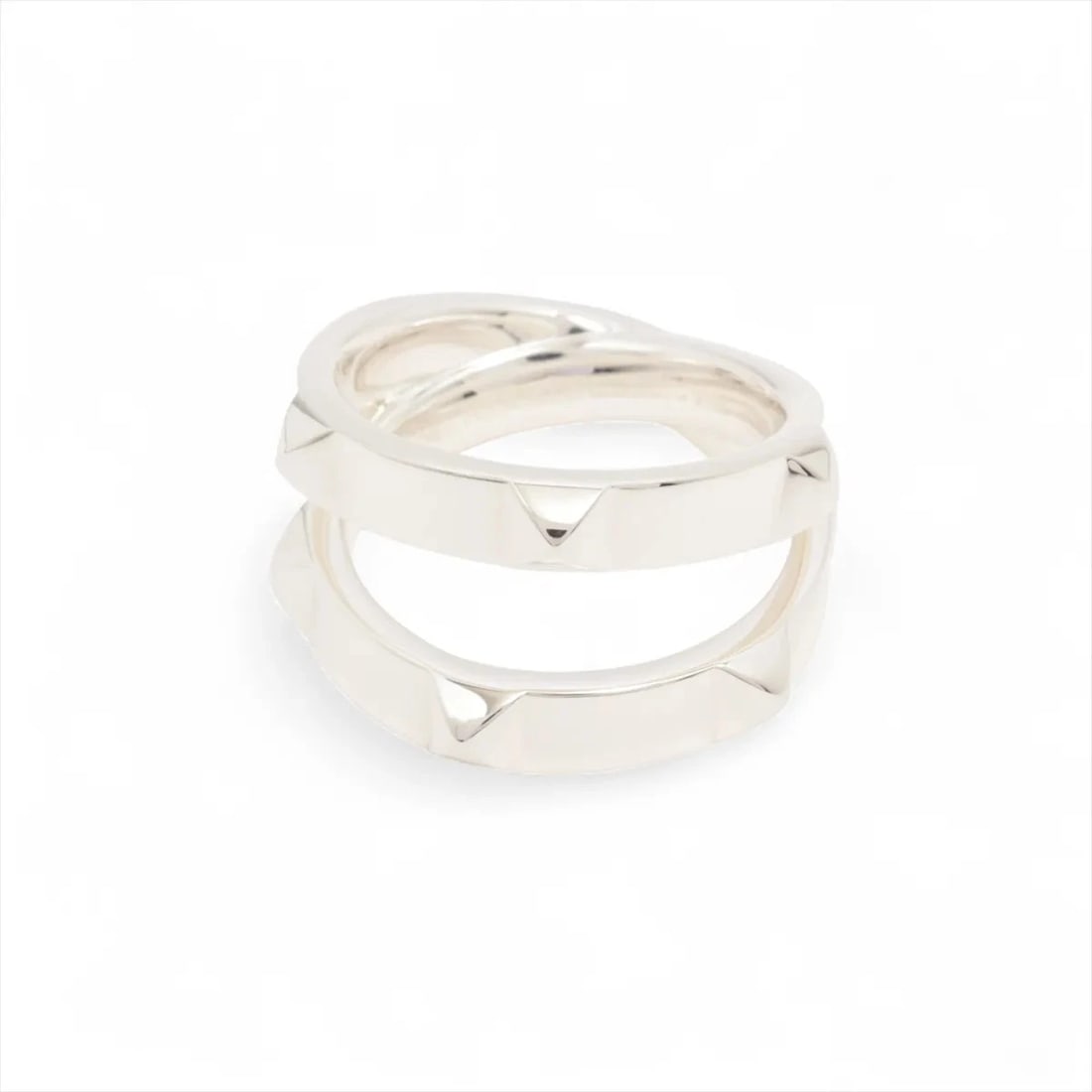 HERMÈS CRUDU H DOUBLE RING 925 SILVER (1 of 2)