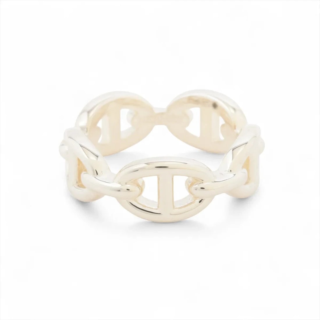 HERMÈS CHAÎNE D'ANCRE ENCHAINEE RING 925 SILVER: Hermès Chaîne d'Ancre Enchainee Ring 925 Silver Brand: Hermès Type: Ring Material: 925 Color: Silver Size: 6 US Accessories: None Accessories Notice: When purchasing pre-owned goods, pleas