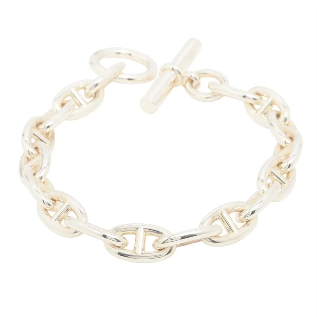 HERMÈS CHAÎNE D'ANCRE BRACELET 17 FRAMES 925 SILVER: Hermès Chaîne d'Ancre Bracelet 17 frames 925 Silver Brand: Hermès Type: Bracelet Material: 925 Color: Silver Size: Bracelet length:23 Accessories: None Accessories Notice: When purchasing