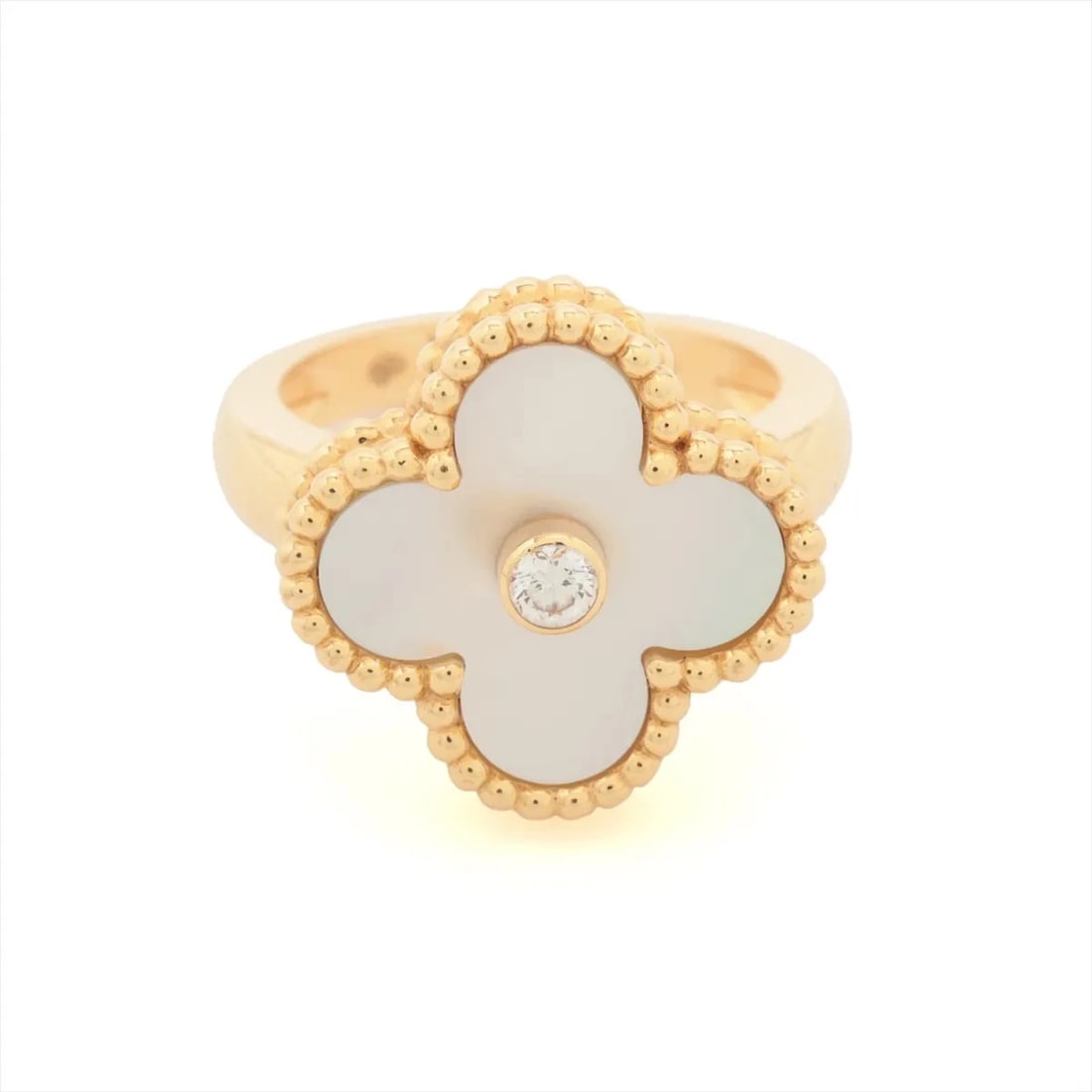 VAN CLEEF & ARPELS VINTAGE ALHAMBRA DIAMOND RING 750(YG) (1 of 2)