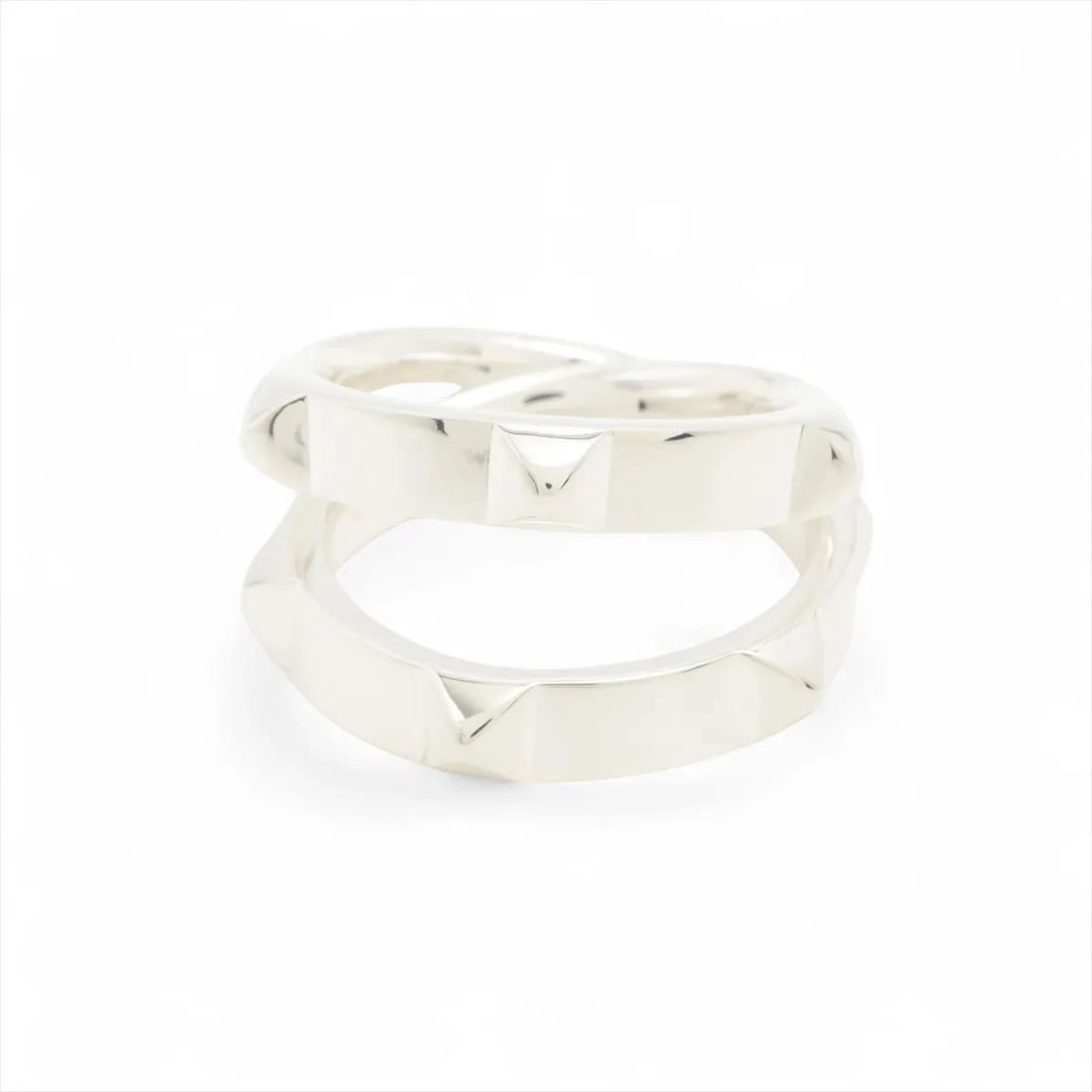 HERMÈS MINI CREW DOUBLE RING 925 SILVER: Hermès mini crew double Ring 925 Silver Brand: Hermès Type: Ring Material: 925 Color: Silver Size: 6.25 - 6.5 US Accessories: None Accessories Notice: When purchasing pre-owned goods, plea