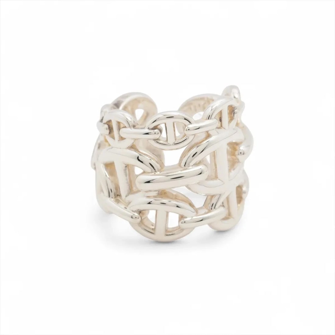 HERMÈS CHAÎNE D'ANCRE ENCHAINEE GM RING 925 SILVER: Hermès Chaîne d'Ancre Enchainee GM Ring 925 Silver Brand: Hermès Type: Ring Material: 925Silver Color: Silver Size: 4.75 - 5 US Accessories: None Accessories Notice: When purchasing pre-ow