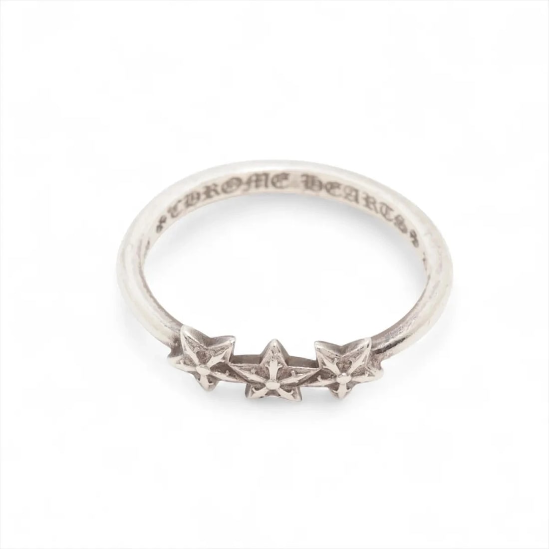 CHROME HEARTS BUBBLE GUM STARS RING 925: Chrome Hearts Bubble gum stars Ring 925 Brand: Chrome Hearts Type: Ring Material: 925Silver Color: Silver Size: 4.5 - 4.75 US Accessories: None Accessories Notice: When purchasing pre-owne