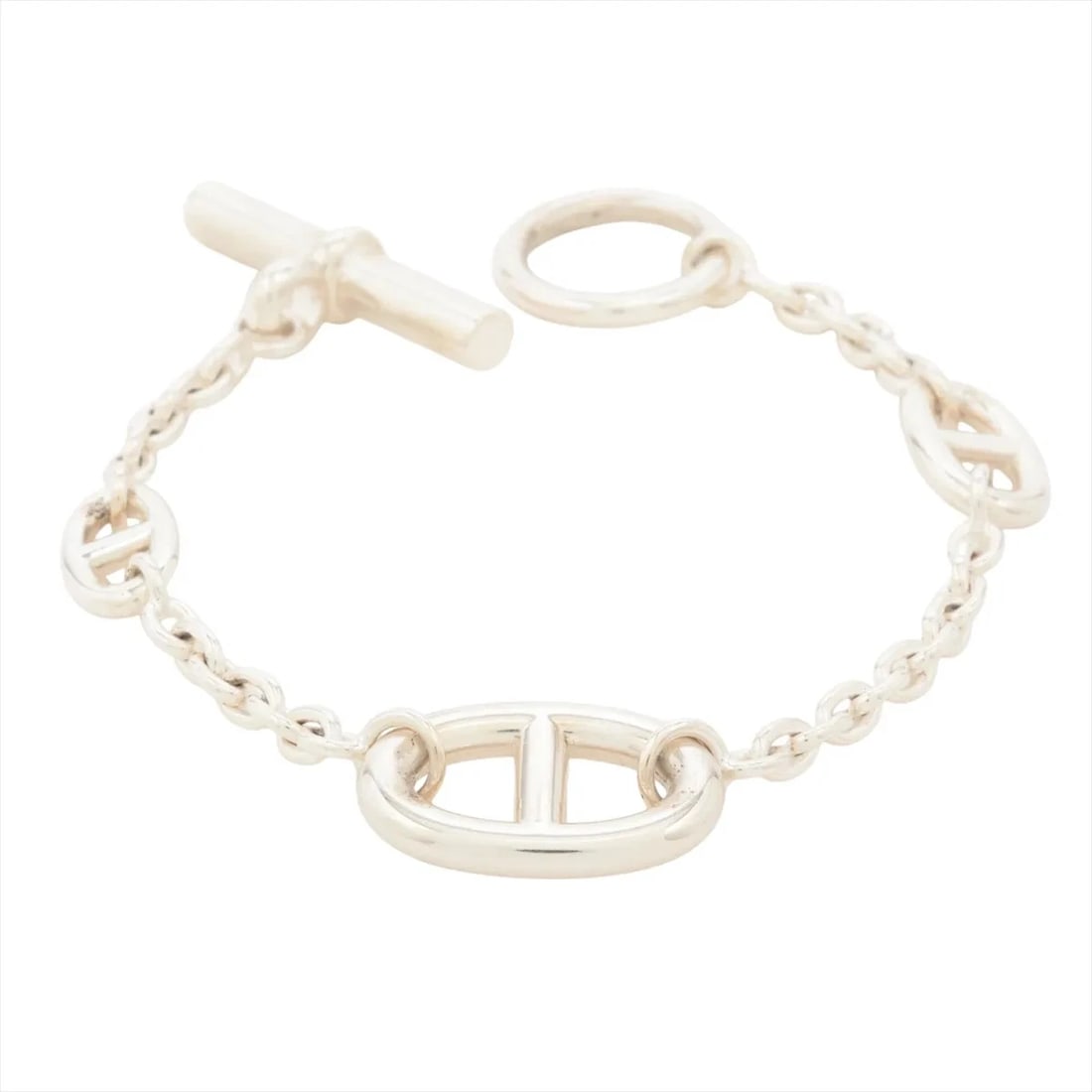 HERMÈS CHAÎNE D'ANCRE FARANDOLE BRACELET LG 925 SILVER: Hermès Chaîne d'Ancre Farandole Bracelet LG 925 Silver Brand: Hermès Type: Bracelet Material: 925silver Color: Silver Size: Bracelet length:16.5 Accessories: None Accessories Notice: When