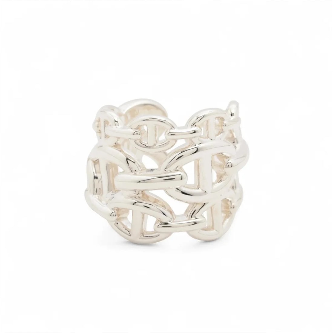 HERMÈS CHAÎNE D'ANCRE ENCHAINEE GM RING: Hermès Chaîne d'Ancre Enchainee GM Ring Brand: Hermès Type: Ring Material: 925Silver Color: Silver Size: 5.5 - 5.75 US Accessories: None Accessories Notice: When purchasing pre-owned