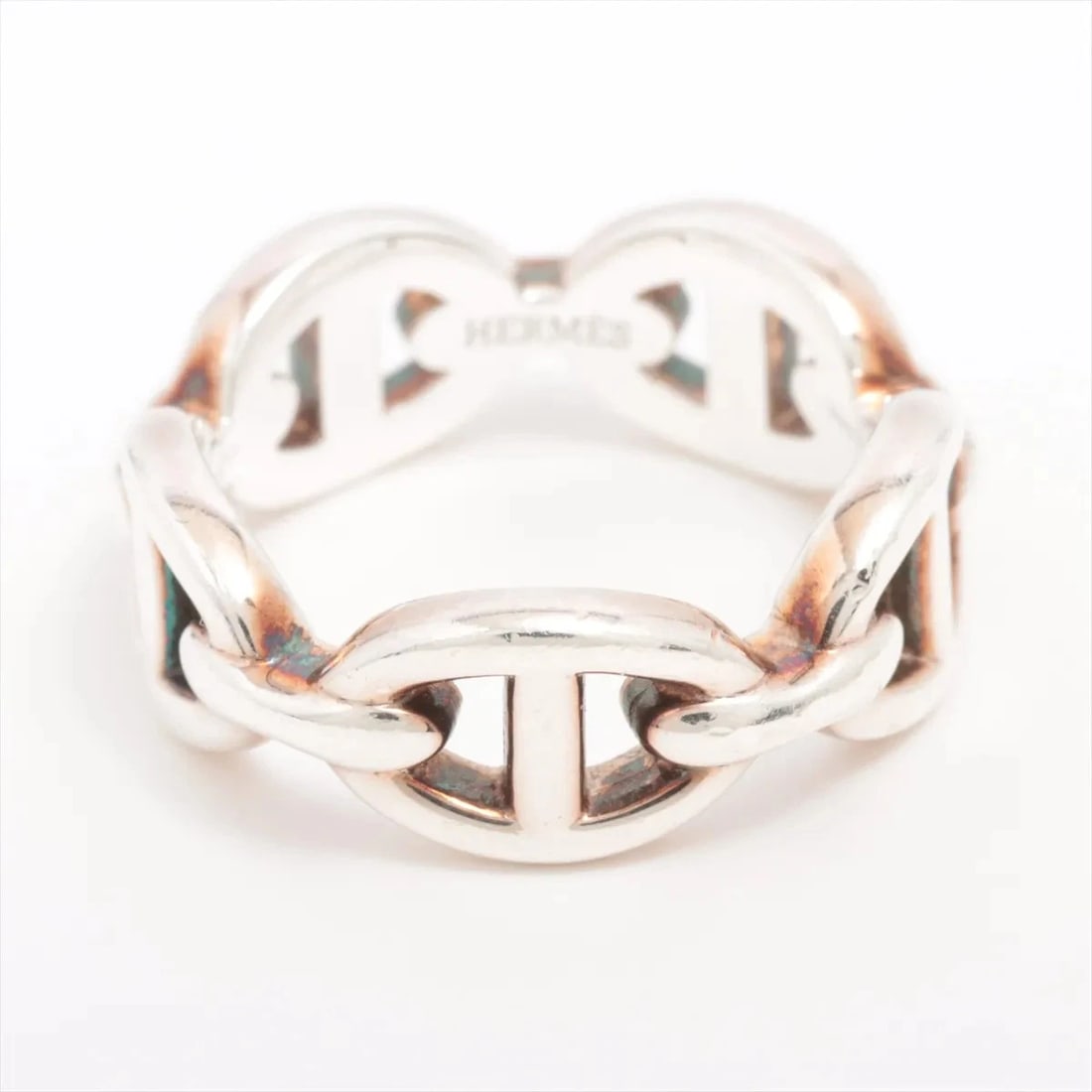 HERMÈS CHAÎNE D'ANCRE ENCHAINEE RING 925 SILVER: Hermès Chaîne d'Ancre Enchainee Ring 925 Silver Brand: Hermès Type: Ring Material: 925Silver Color: Silver Size: 5.25 US Accessories: None Accessories Notice: When purchasing pre-owned goo