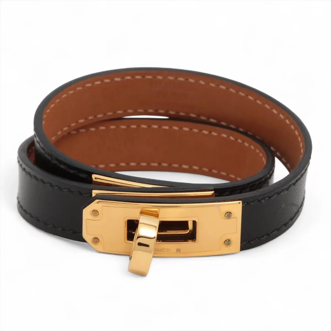 HERMÈS KELLY BRACELET DUBLETOUR BRACELET LEATHER BLACK×GOLD: Hermès Kelly Bracelet Dubletour Bracelet Leather Black×Gold Brand: Hermès Type: Bracelet Material: Leather Color: Black×Gold Size: Bracelet length:14 Accessories: None Accessories Notice: