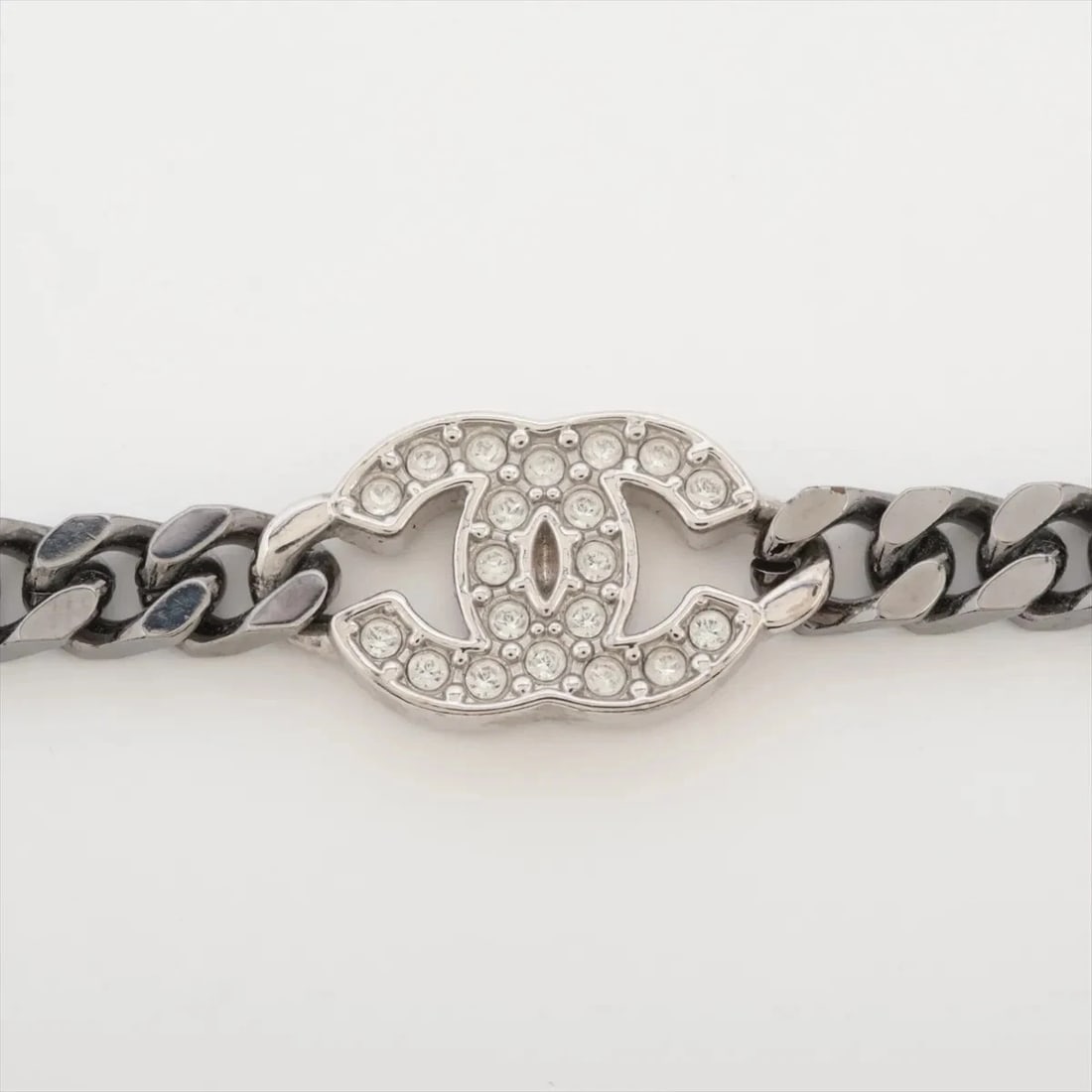 CHANEL COCO MARK BRACELET GP×RHINESTONE SILVER - 2