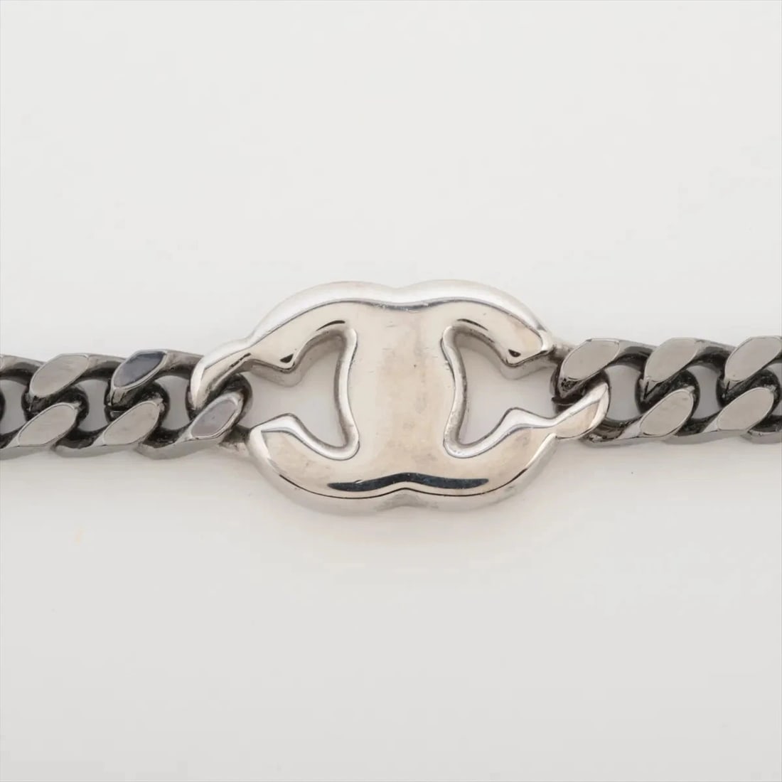CHANEL COCO MARK BRACELET GP×RHINESTONE SILVER - 3