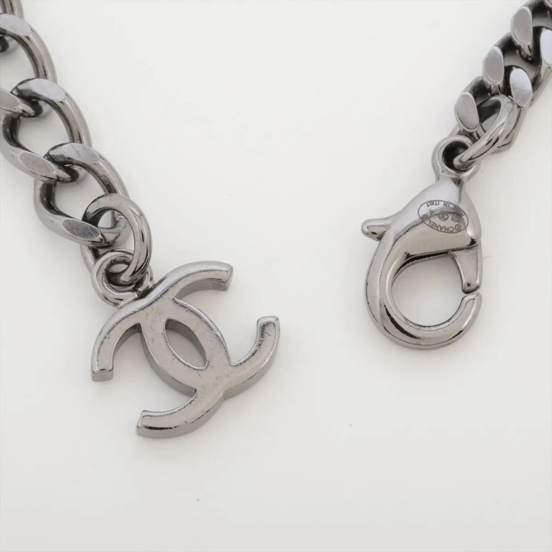 CHANEL COCO MARK BRACELET GP×RHINESTONE SILVER - 4