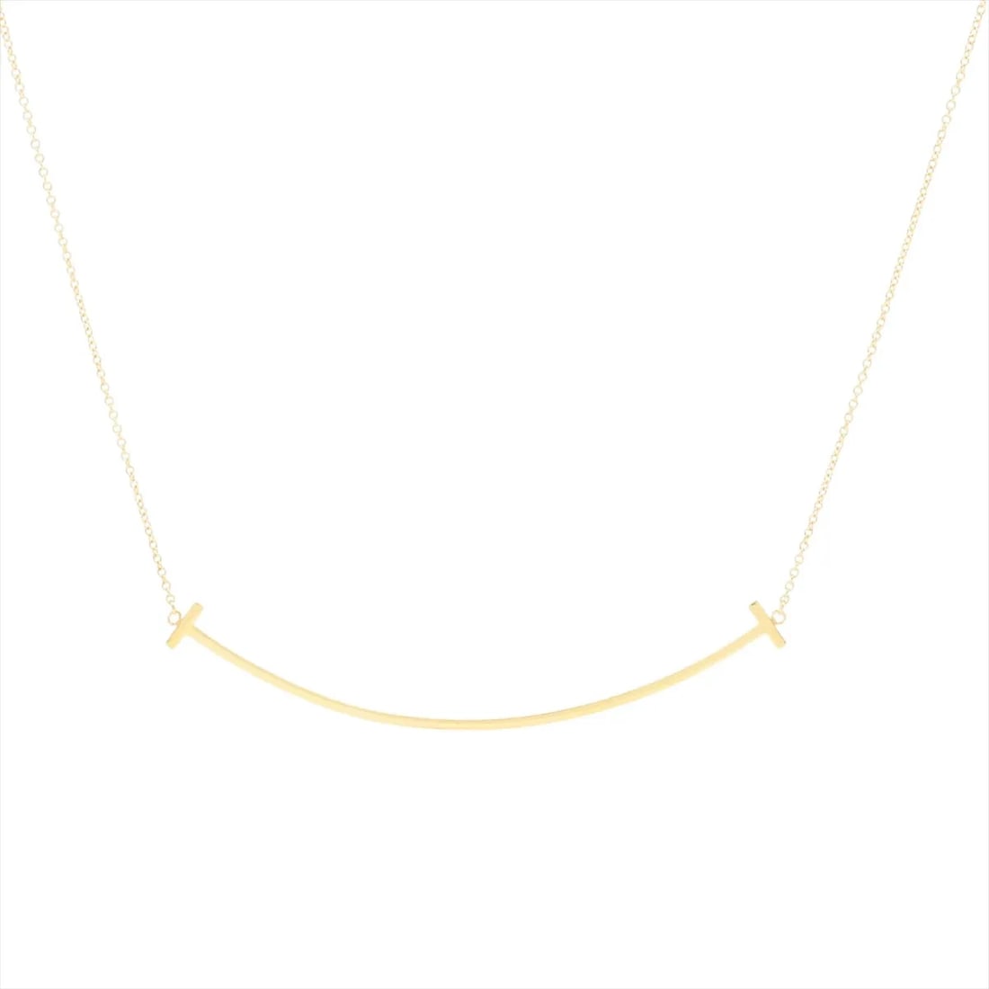 TIFFANY T SMILE LARGE NECKLACE 750(YG): Tiffany T Smile Large Necklace 750(YG) Brand: Tiffany Type: Necklace Material: 750(YG) Color: Yellow Gold Size: Chain length:54.4 Accessories: None Accessories Notice: When purchasing