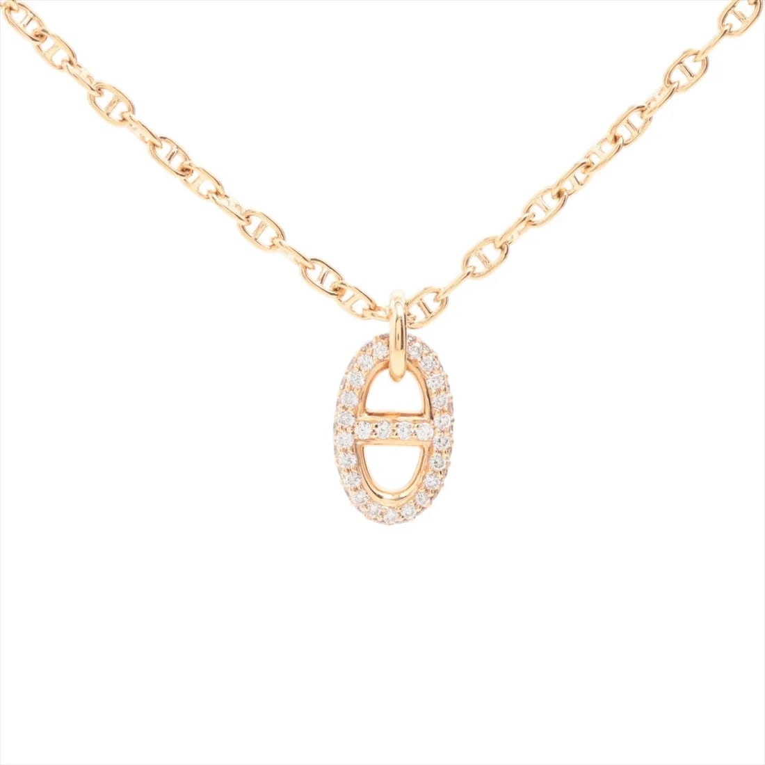 HERMÈS CHAÎNE D'ANCRE FARANDOLE DIAMOND NECKLACE 750(PG): Hermès Chaîne d'Ancre Farandole diamond Necklace 750(PG) Brand: Hermès Type: Necklace Material: 750(PG) Color: Pink Gold Size: Chain length:42 Accessories: None Accessories Notice: When