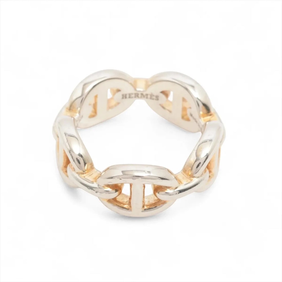 HERMÈS CHAÎNE D'ANCRE ENCHAINEE RING 925 SILVER: Hermès Chaîne d'Ancre Enchainee Ring 925 Silver Brand: Hermès Type: Ring Material: 925 Color: Silver Size: 3.75 US Accessories: None Accessories Notice: When purchasing pre-owned goods, pl