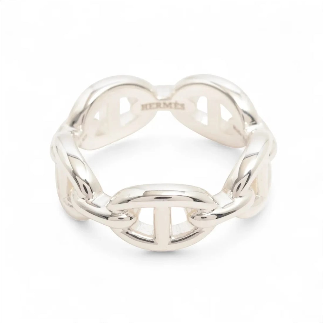 HERMES CHAINE D'ANCRE ENCHAINEE RING: Hermes Chaine d'Ancre Enchainee Ring Brand: Hermes Type/Style: Ring Material: 925, Color: Silver Size: 6 US Accessories: None Accessories Notice: When purchasing pre-owned goods, please re