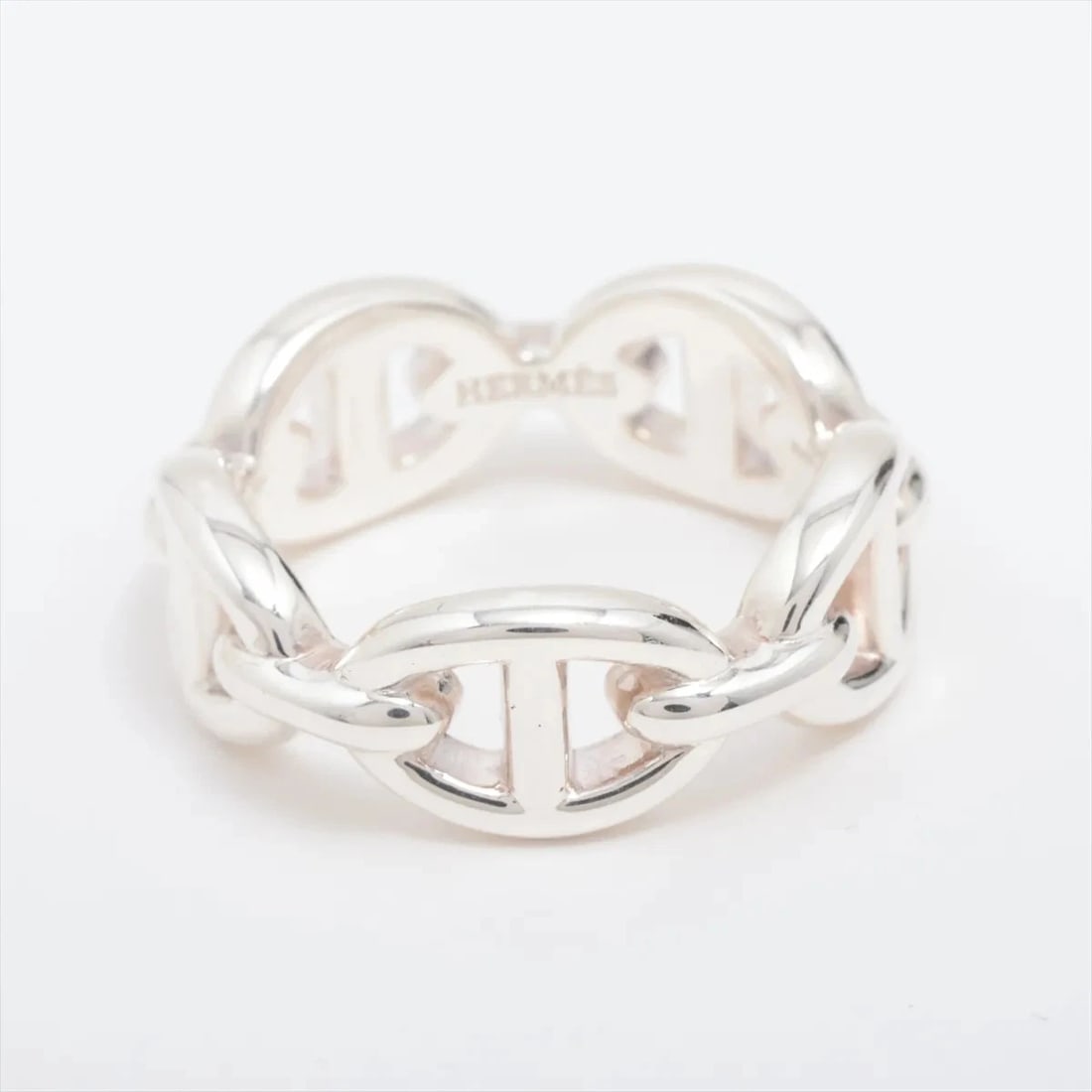 HERMES CHAINE D'ANCRE ENCHAINEE RING: Hermes Chaine d'Ancre Enchainee Ring Brand: Hermes Type/Style: Ring Material: 925, Color: Silver Size: 5.5 - 5.75 US Accessories: None Accessories Notice: When purchasing pre-owned goods,