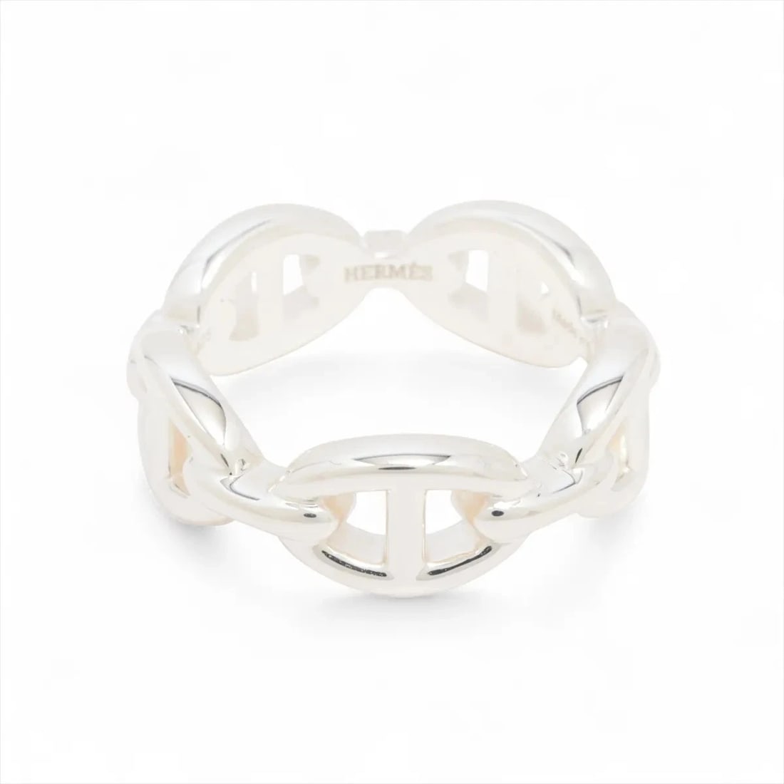 HERMES CHAINE D'ANCRE ENCHAINEE RING: Hermes Chaine d'Ancre Enchainee Ring Brand: Hermes Type/Style: Ring Material: 925, Color: Silver Size: 6.25 - 6.5 US Accessories: None Accessories Notice: When purchasing pre-owned goods,
