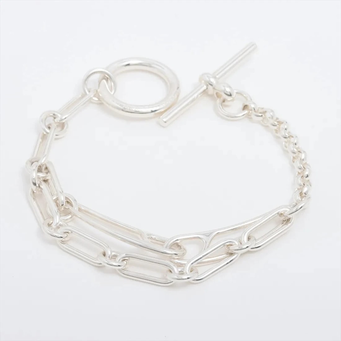 HERMES CHAINE D'ANCRE PUNKS BRACELET: Hermes Chaine d'Ancre punks Bracelet Brand: Hermes Type/Style: Bracelet Material: 925, Color: Silver Size: Bracelet length:14 Accessories: None Accessories Notice: When purchasing pre-owned