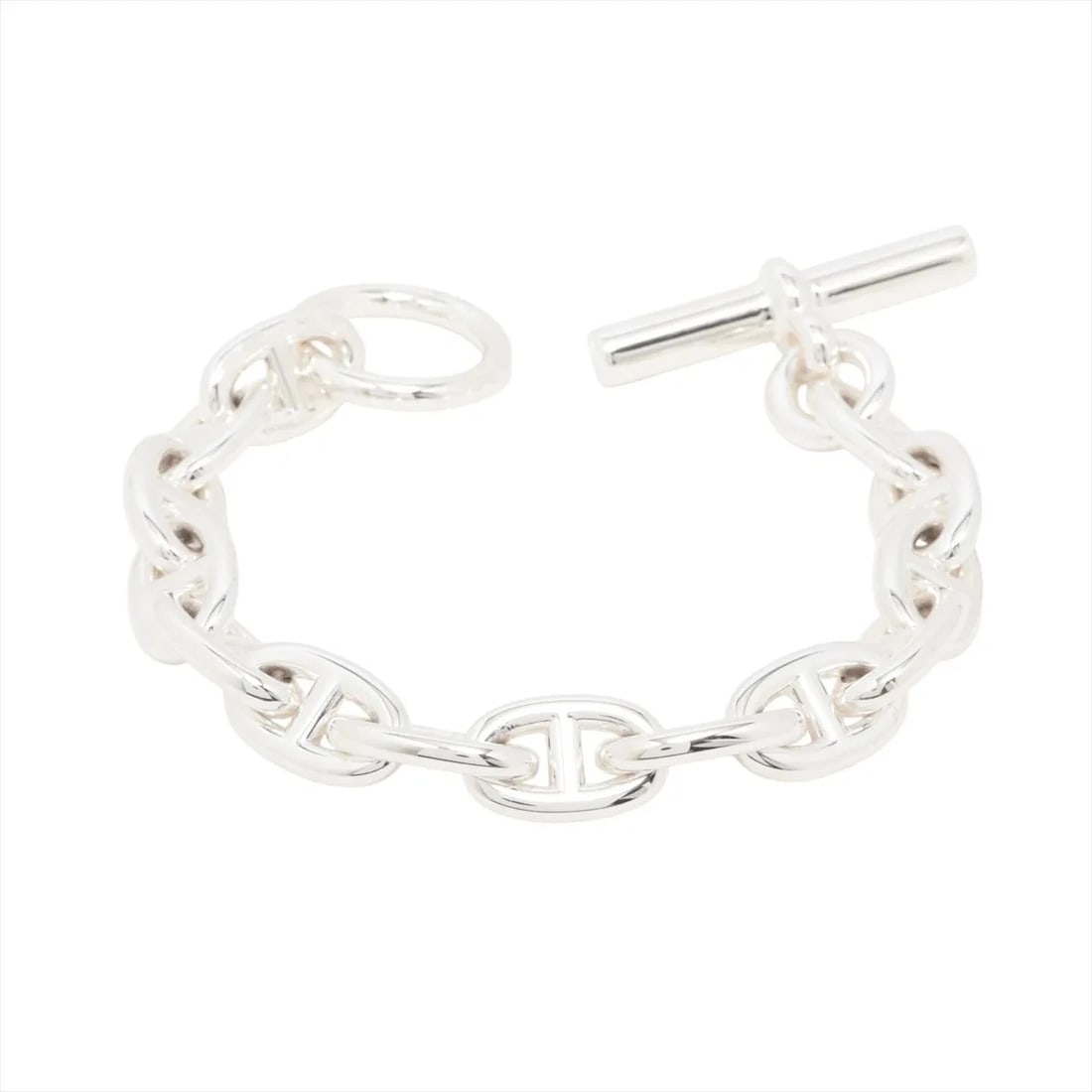 HERMES CHAINE D'ANCRE MM BRACELET: Hermes Chaine d'Ancre MM Bracelet Brand: Hermes Type/Style: Bracelet Material: 925, Color: Silver Size: Bracelet length:14 Accessories: None Accessories Notice: When purchasing pre-owned