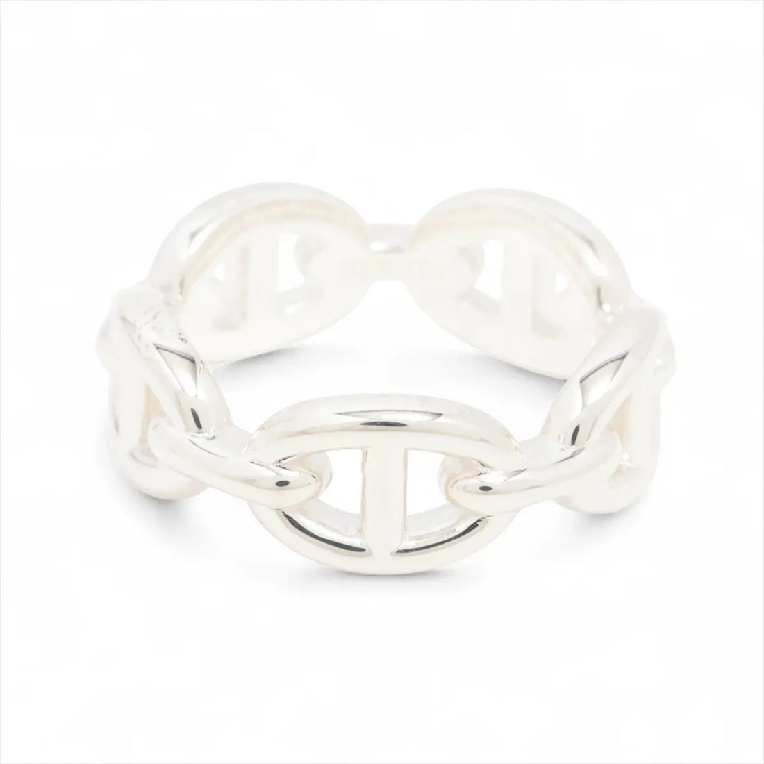 HERMES CHAINE D'ANCRE ENCHAINEE RING: Hermes Chaine d'Ancre Enchainee Ring Brand: Hermes Type/Style: Ring Material: 925, Color: Silver Size: 6.25 - 6.5 US Accessories: None Accessories Notice: When purchasing pre-owned goods,