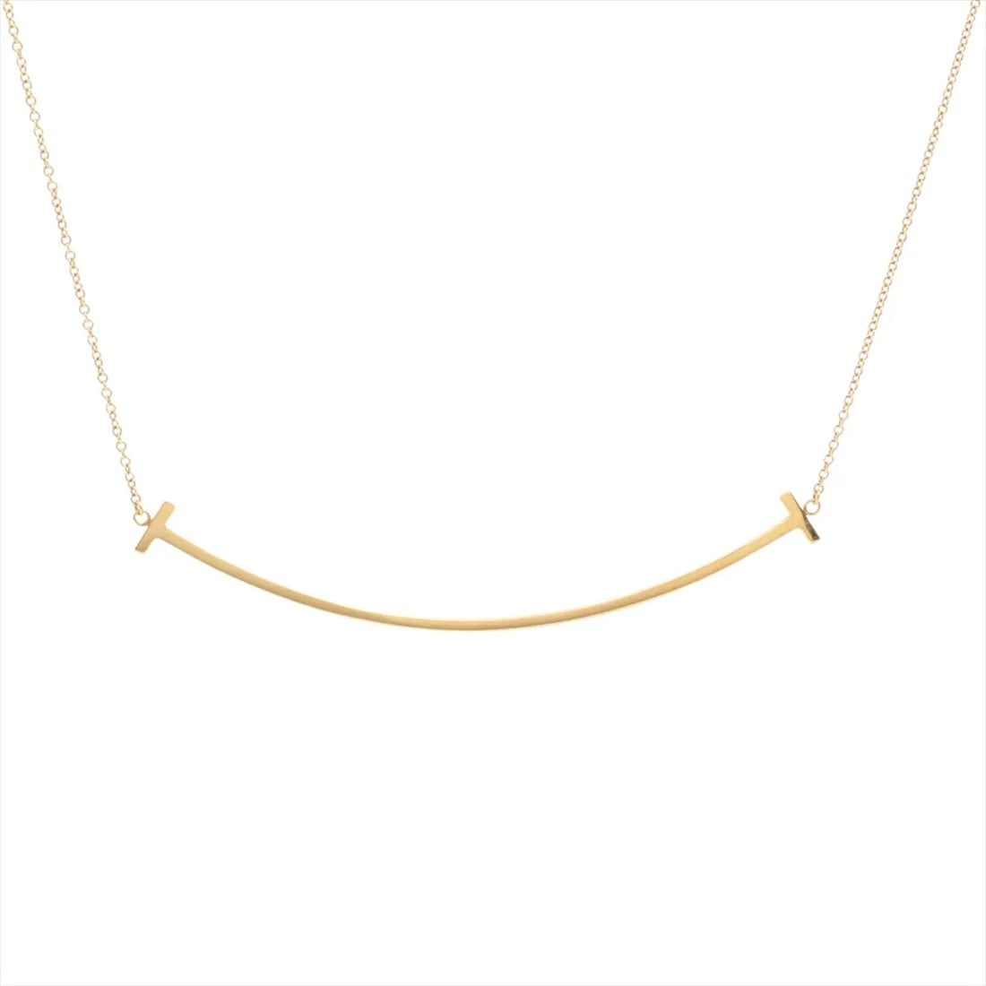 TIFFANY T SMILE LARGE NECKLACE 750: Tiffany T Smile Large Necklace 750 Brand: Tiffany Type/Style: Necklace Material: 750(YG), Color: YG Size: Size(CM) Chain length:46 Accessories: None Accessories Notice: When purchasing