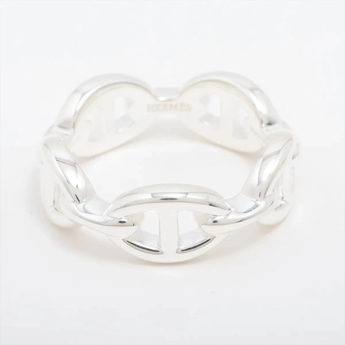 HERMES CHAINE D'ANCRE ENCHAINEE RING: Hermes Chaine d'Ancre Enchainee Ring Brand: Hermes Type/Style: Ring Material: 925, Color: Silver Size: 7 - 7.25 US Accessories: None Accessories Notice: When purchasing pre-owned goods,