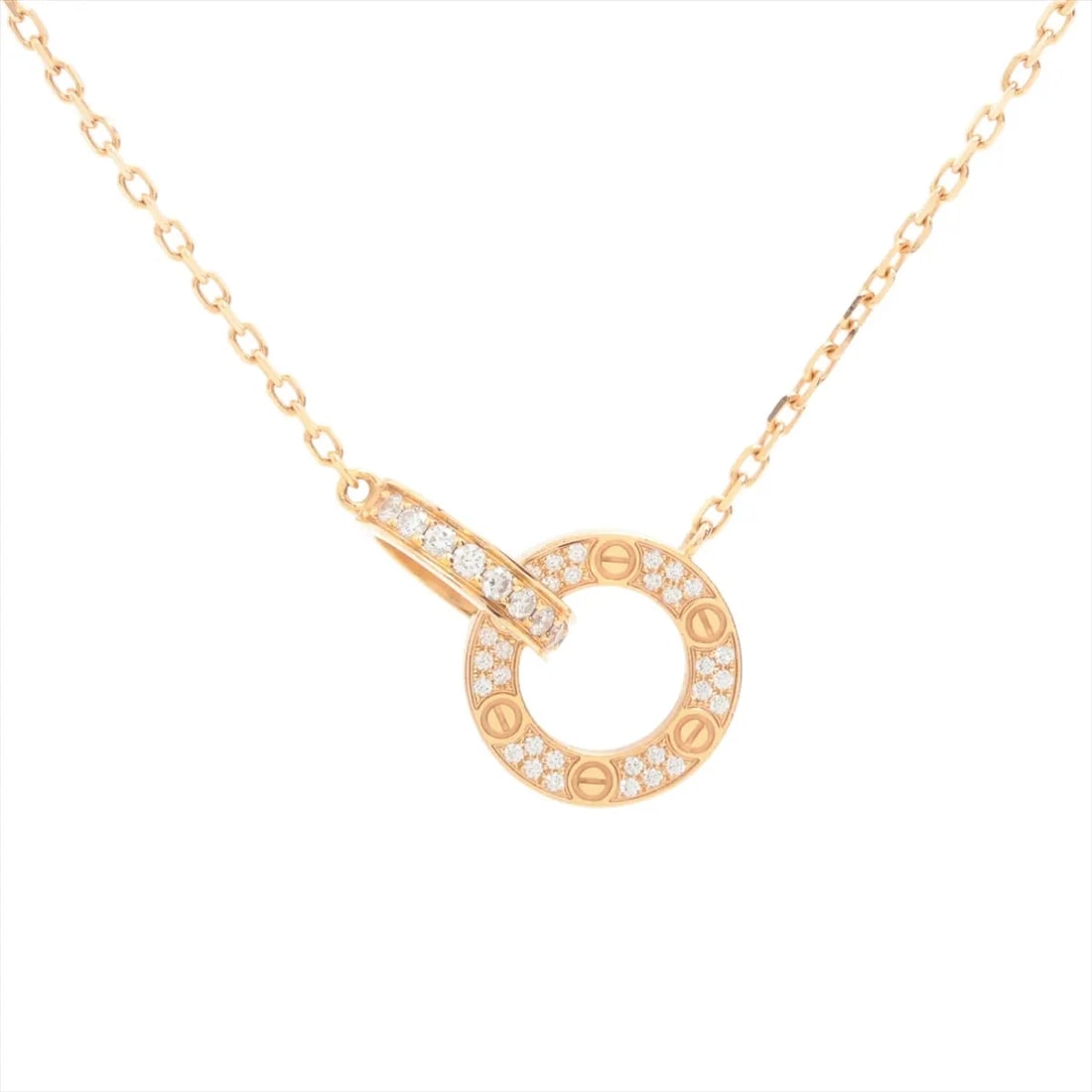 CARTIER LOVE OVAL SHAPE DIAMOND NECKLACE: Cartier Love Oval shape diamond Necklace Brand: Cartier Type/Style: Necklace Material: 750(PG), Main Stone/Creation Natural Color: PG Size: Size(CM) Chain length:40.8 Accessories: None