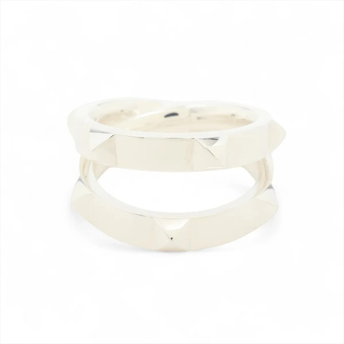 HERMES MINI CREW DOUBLE RING: Hermes mini crew double Ring Brand: Hermes Type/Style: Ring Material: 925, Color: Silver Size: 7.5 US Accessories: None Accessories Notice: When purchasing pre-owned goods, please refer to