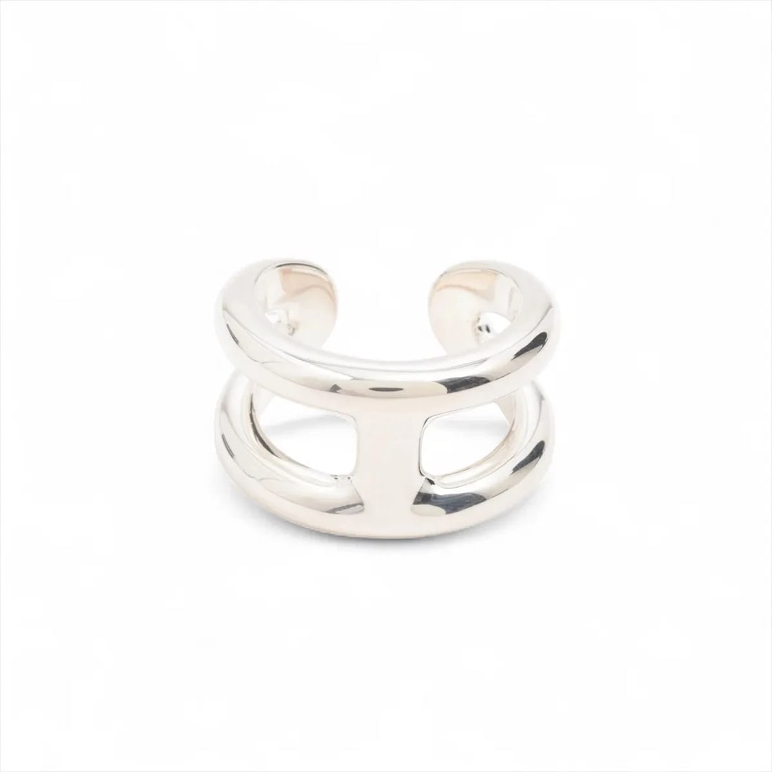 HERMES OSMOZ PM RING 925 SILVER: Hermes Osmoz PM Ring 925 Silver Brand: Hermes Type/Style: Ring Material: 925, Color: Silver Size: 7.75 - 8 US Accessories: None Accessories Notice: When purchasing pre-owned goods, please