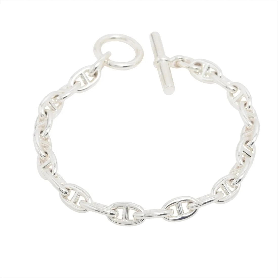 HERMES CHAINE D'ANCRE TPM BRACELET: Hermes Chaine d'Ancre TPM Bracelet Brand: Hermes Type/Style: Bracelet Material: 925, Color: Silver Size: Bracelet length:13 Accessories: None Accessories Notice: When purchasing pre-owned