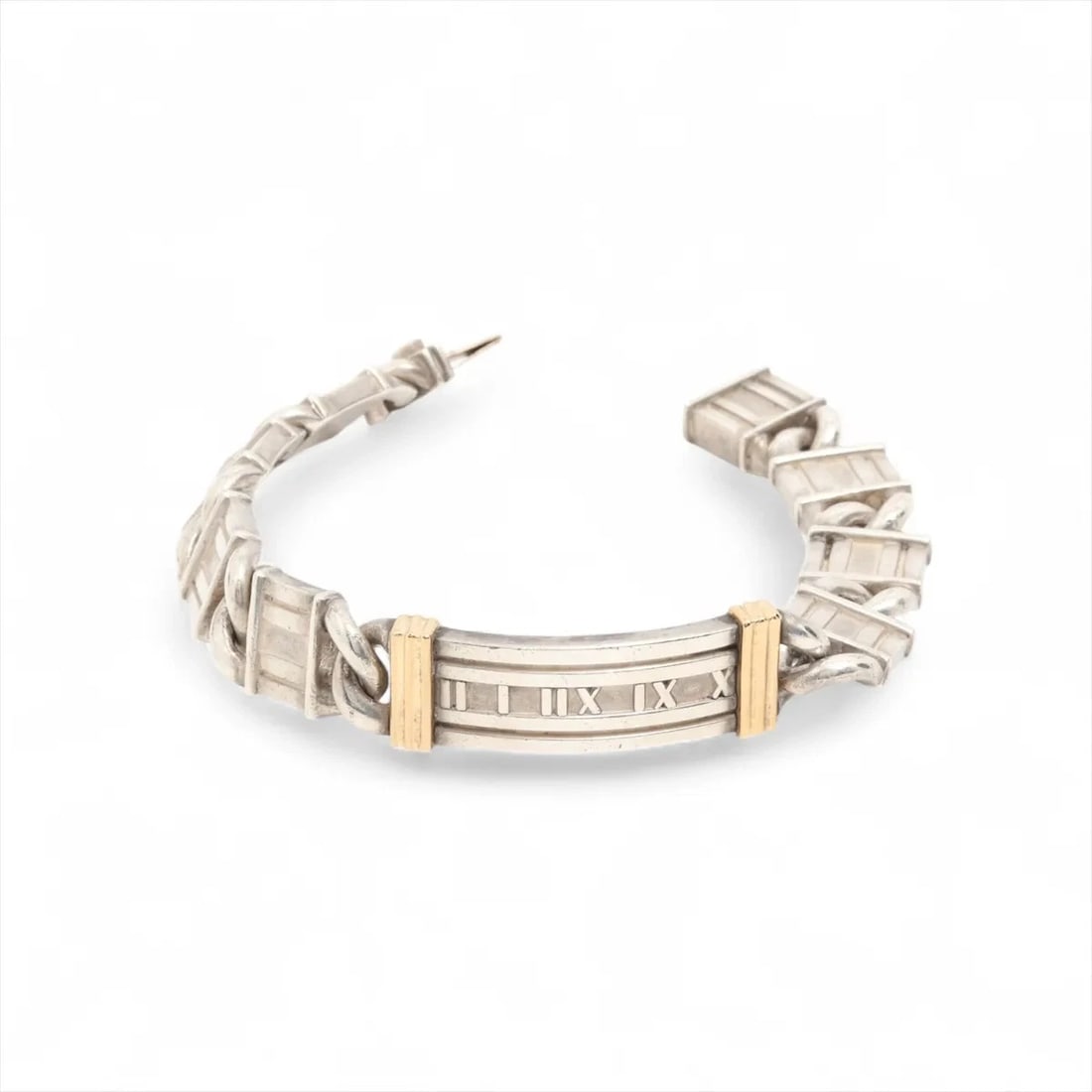 TIFFANY ATLAS BRACELET 925×750 SILVER: Tiffany Atlas Bracelet 925×750 Silver Brand: Tiffany Type/Style: Bracelet Material: 925×750, Color: Silver x gold Size: Size(CM) Bracelet length:18 Accessories: None Accessories Notice: