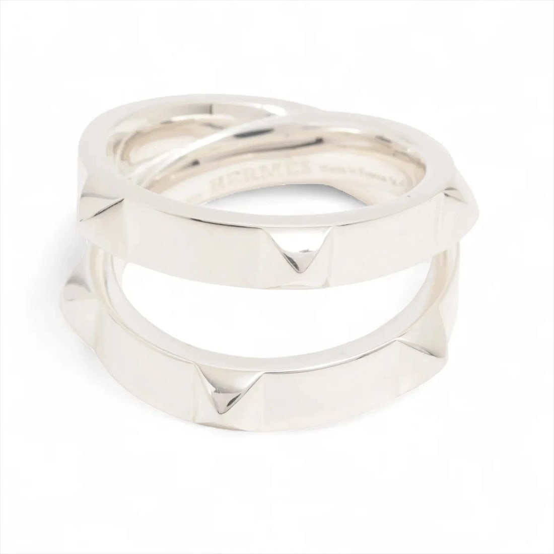 HERMES MINI CREW DOUBLE RING 925 SILVER: Hermes mini crew double Ring 925 Silver Brand: Hermes Type/Style: Ring Material: 925, Color: Silver Size: 6.75 - 7 US Accessories: None Accessories Notice: When purchasing pre-owned goods,