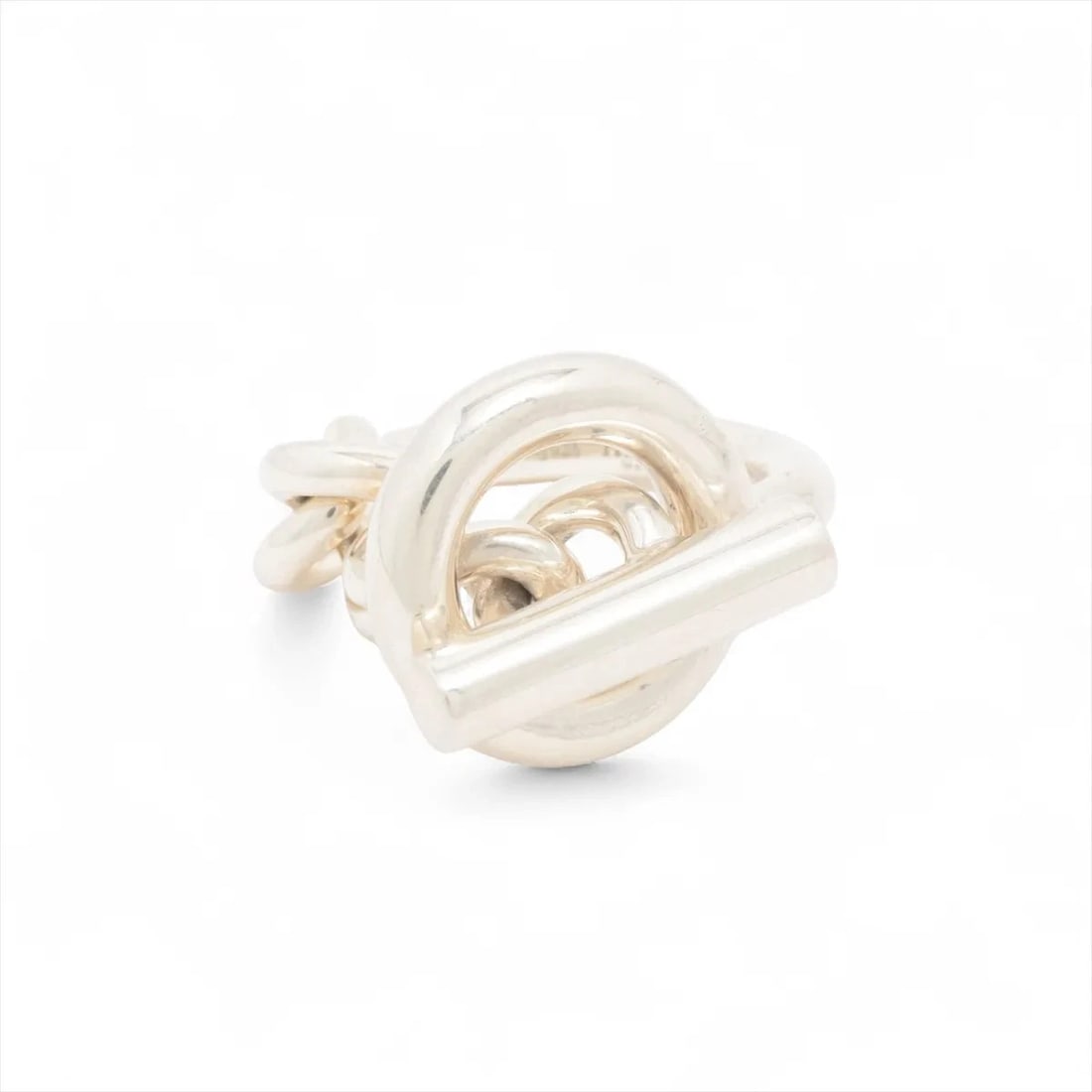 HERMES CROISETTE PM RING: Hermes Croisette PM Ring Brand: Hermes Type/Style: Ring Material: 925, Color: Silver Size: 5.5 - 5.75 US Accessories: None Accessories Notice: When purchasing pre-owned goods, please refer