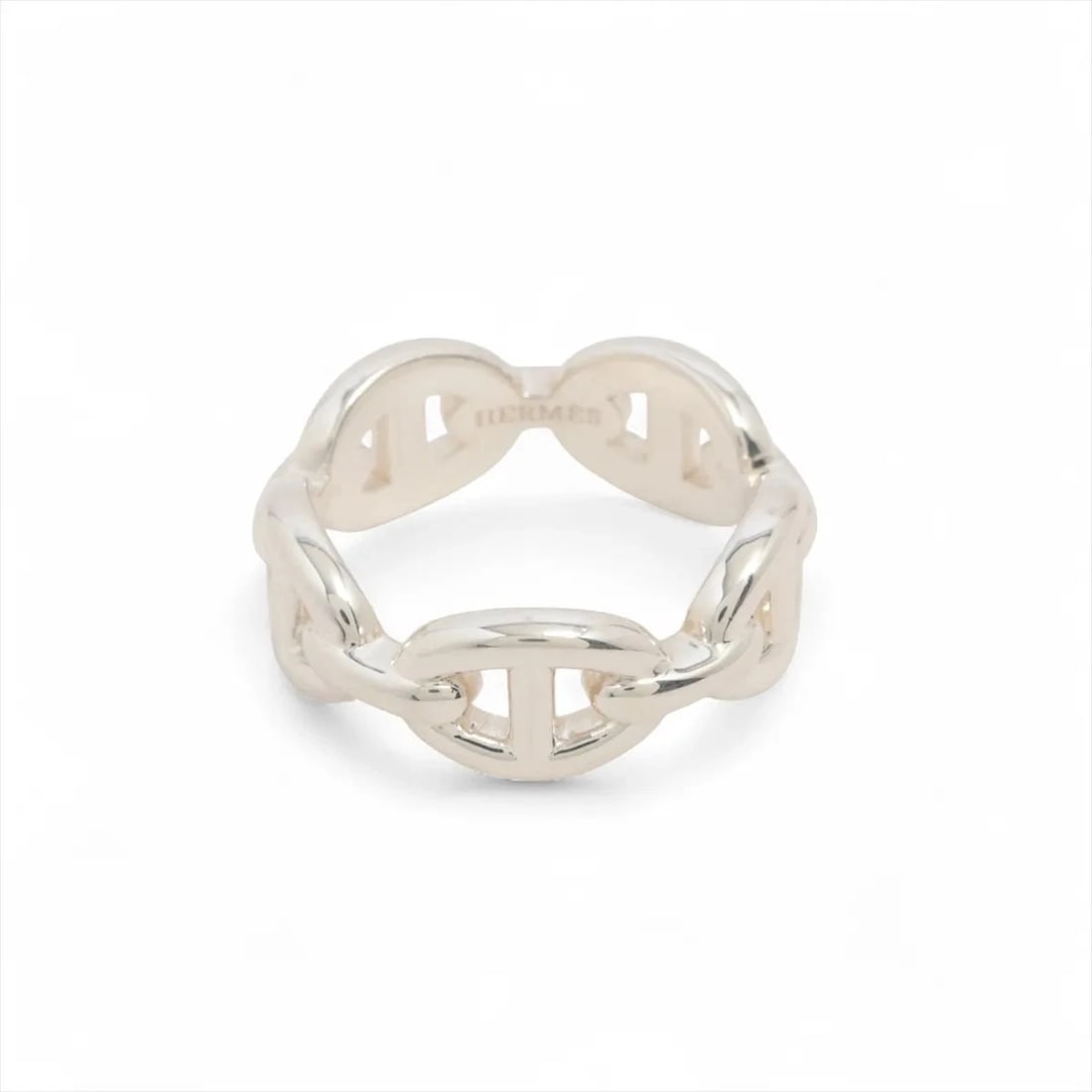 HERMES CHAINE D'ANCRE ENCHAINEE RING: Hermes Chaine d'Ancre Enchainee Ring Brand: Hermes Type/Style: Ring Material: 925, Color: Silver Size: 6 US Accessories: None Accessories Notice: When purchasing pre-owned goods, please refer