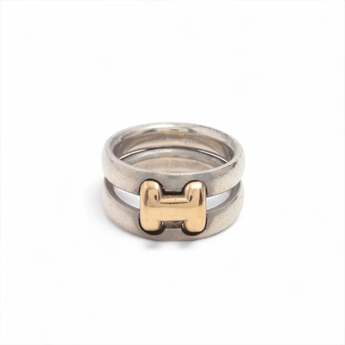 HERMES OLYMPE RING: Hermes Olympe Ring Brand: Hermes Type/Style: Ring Material: 925×750, Color: Silver x gold Size: 4.75 - 5 US Accessories: None Accessories Notice: When purchasing pre-owned goods, please re