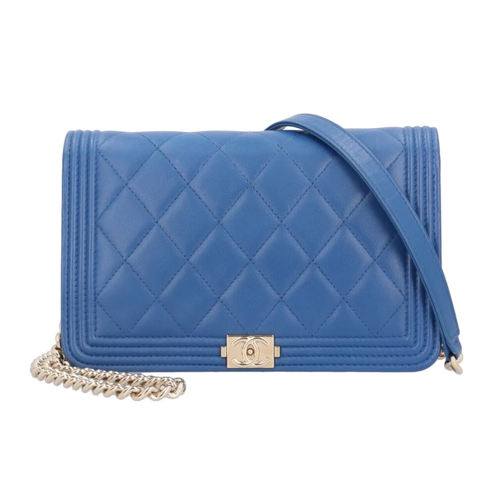 CHANEL SHOULDER BAG CROSS BODY LEATHER: CHANEL Shoulder Bag Cross Body leather Brand: CHANEL Type: Shoulder Bag Material/Exterior Material: leather Color/Exterior Color: blue Size: W7.5 x H4.7 x D1.2inch Shoulder:50.0inch 