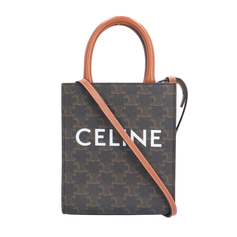 CELINE SHOULDER BAG COATED CANVAS: CELINE Shoulder Bag Coated canvas Brand: CELINE Type: Shoulder Bag Material/Exterior Material: Coated canvas Color/Exterior Color: Brown / black Size: W6.7 x H7.9 x D2.4inch Handle:9.4inch