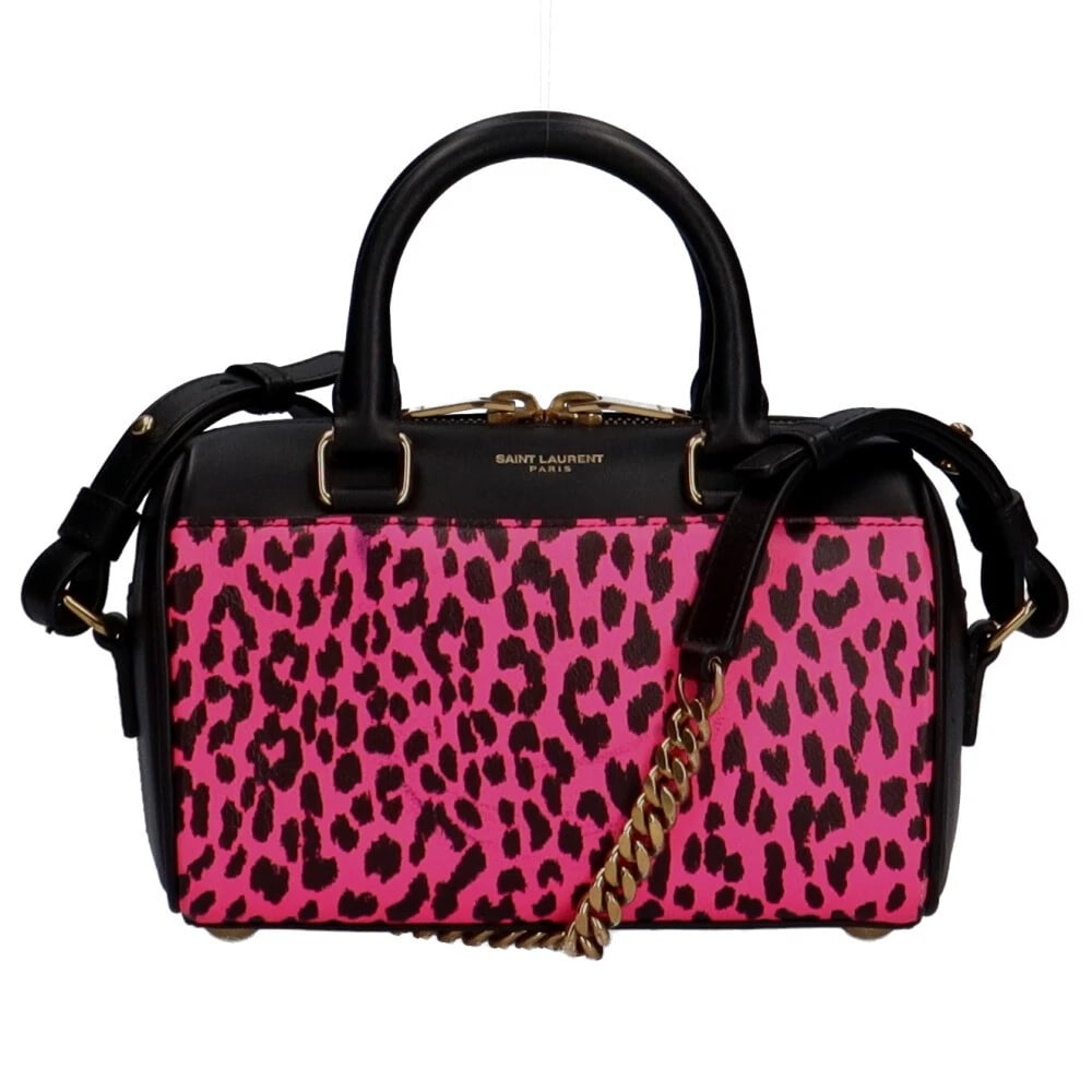 YVES SAINT LAURENT SHOULDER BAG CROSS BODY: YVES SAINT LAURENT Shoulder Bag Cross Body Brand: YVES SAINT LAURENT Type: Shoulder Bag Material/Exterior Material: leather Color/Exterior Color: black / pink Size: W6.9 x H4.3 x D2.6inch