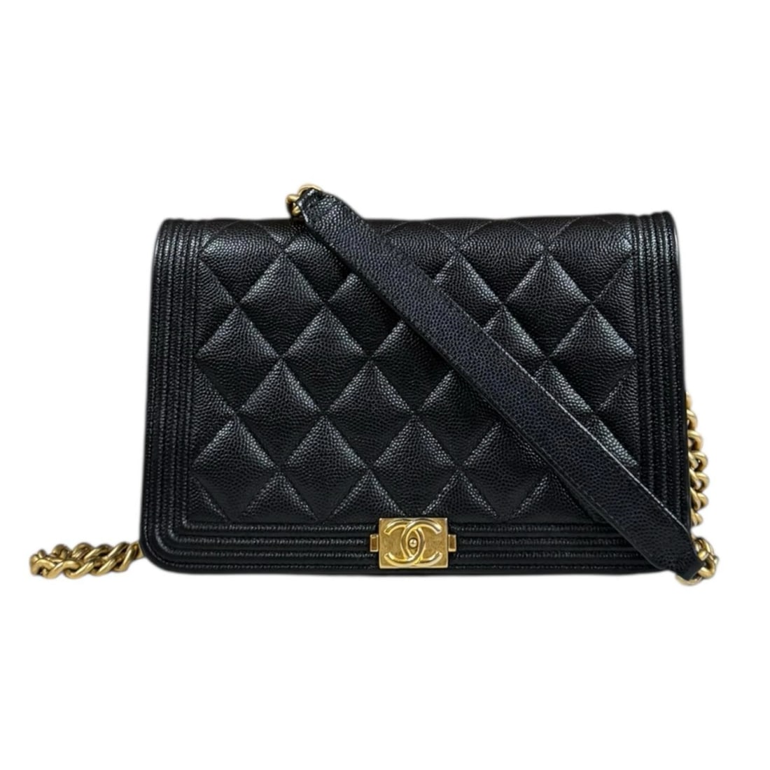 CHANEL SHOULDER BAG CROSS BODY: CHANEL Shoulder Bag Cross Body Brand: CHANEL Type: Shoulder Bag Material/Exterior Material: Caviarskin Color/Exterior Color: black Size: W7.5 x H4.9 x D1.4inch Shoulder:50.8inch Accessories: