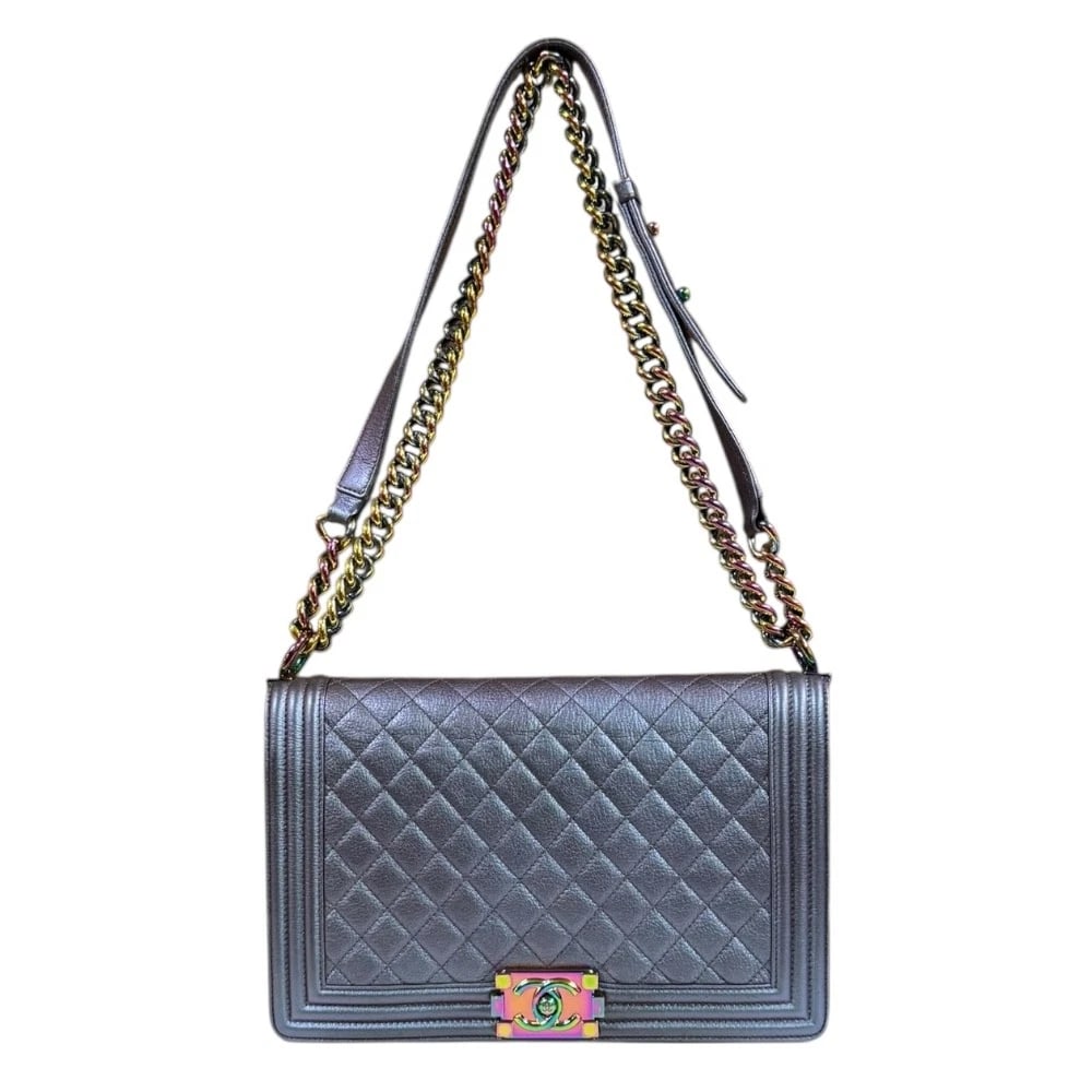 CHANEL SHOULDER BAG LEATHER CHAIN/RAINBOW: CHANEL Shoulder Bag leather Chain/Rainbow Brand: CHANEL Type: Shoulder Bag Material/Exterior Material: leather Color/Exterior Color: purple Size: W10.8 x H6.5 x D3.3inch Shoulder:26.8inch 
