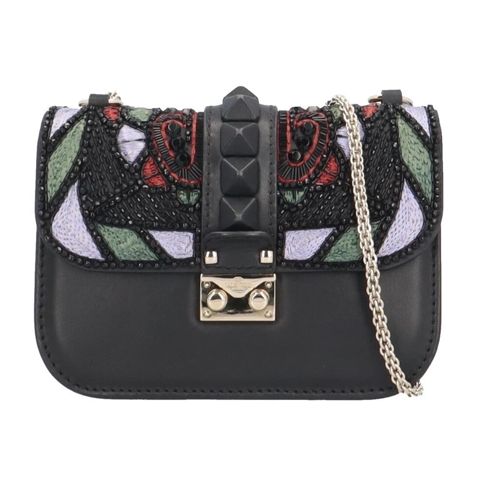 VALENTINO GARAVANI SHOULDER BAG CROSS BODY: Valentino Garavani Shoulder Bag Cross Body Brand: Valentino Garavani Type: Shoulder Bag Material/Exterior Material: leather Color/Exterior Color: black / multicolor Size: W7.9 x H5.7 x